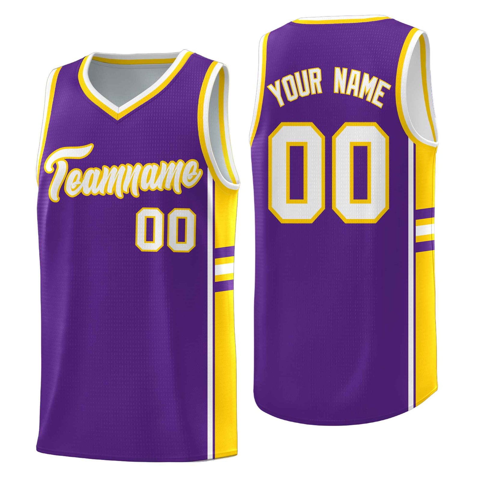 Custom Youth Basketball Jersey - Purple Gold Two-Tone Varsity Jersey Set