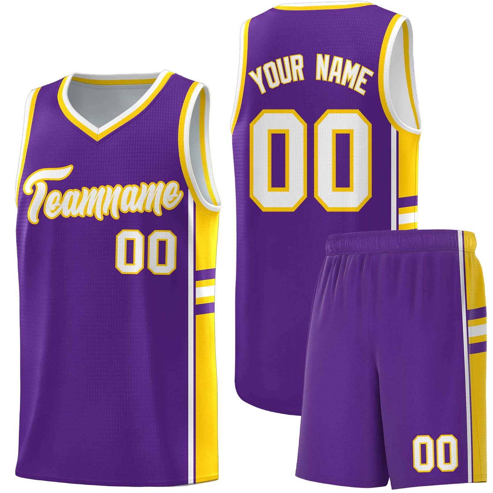 Custom Youth Basketball Jersey - Purple Gold Two-Tone Varsity Jersey Set