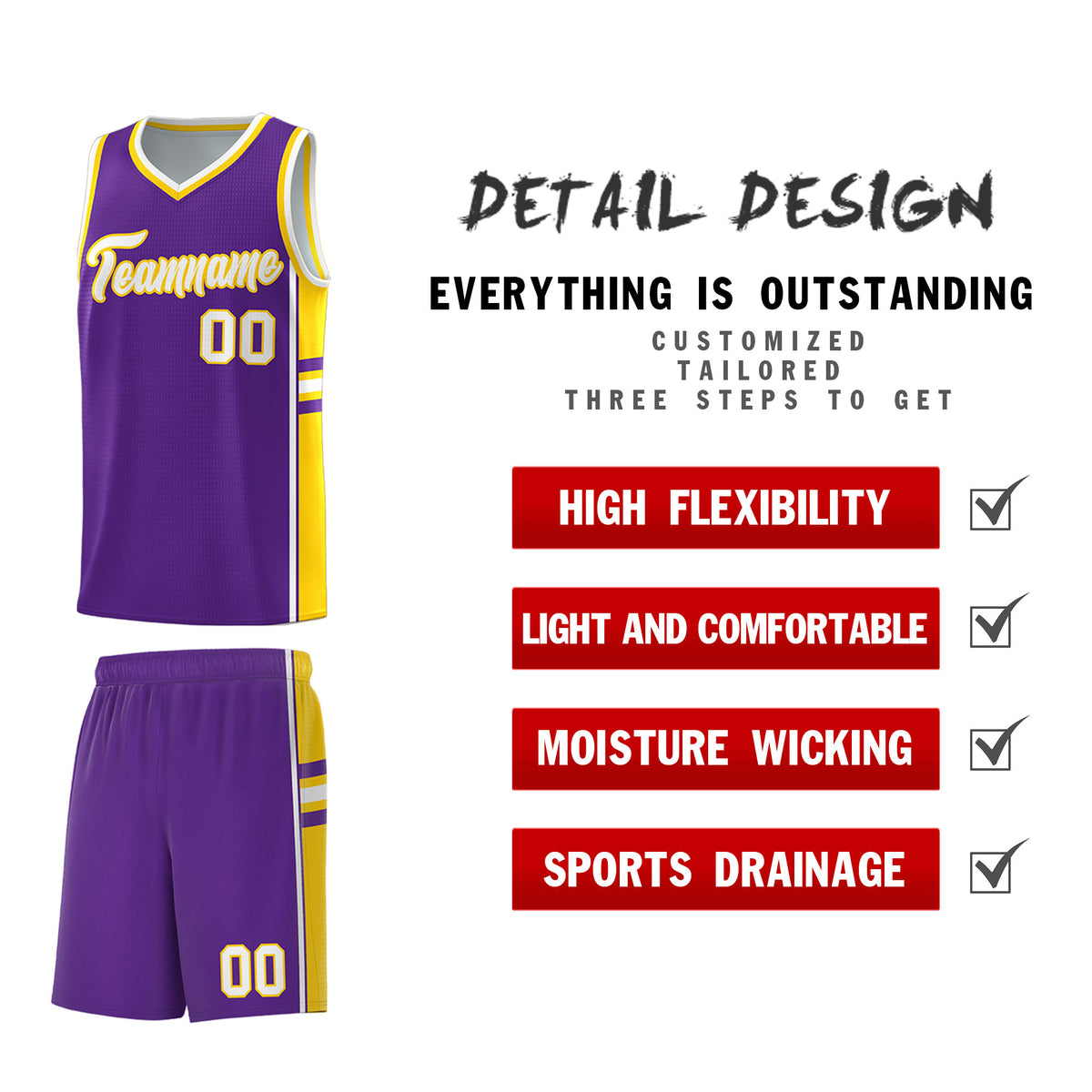 Custom Youth Basketball Jersey - Purple Gold Two-Tone Varsity Jersey Set