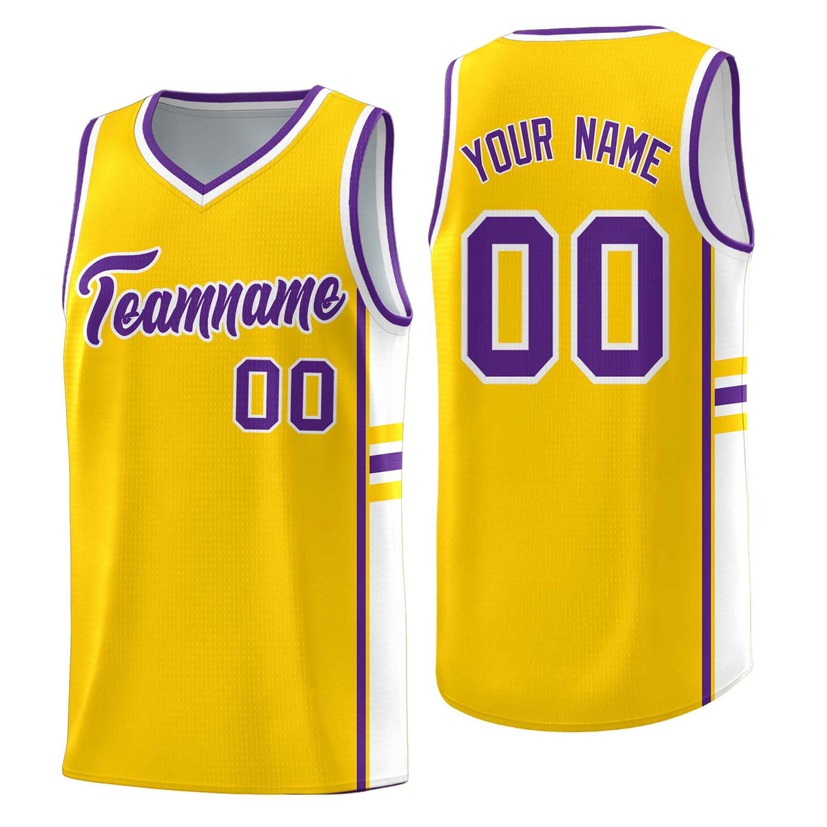 Custom Youth Basketball Jersey - Gold White Two-Tone Classic Varsity Uniform