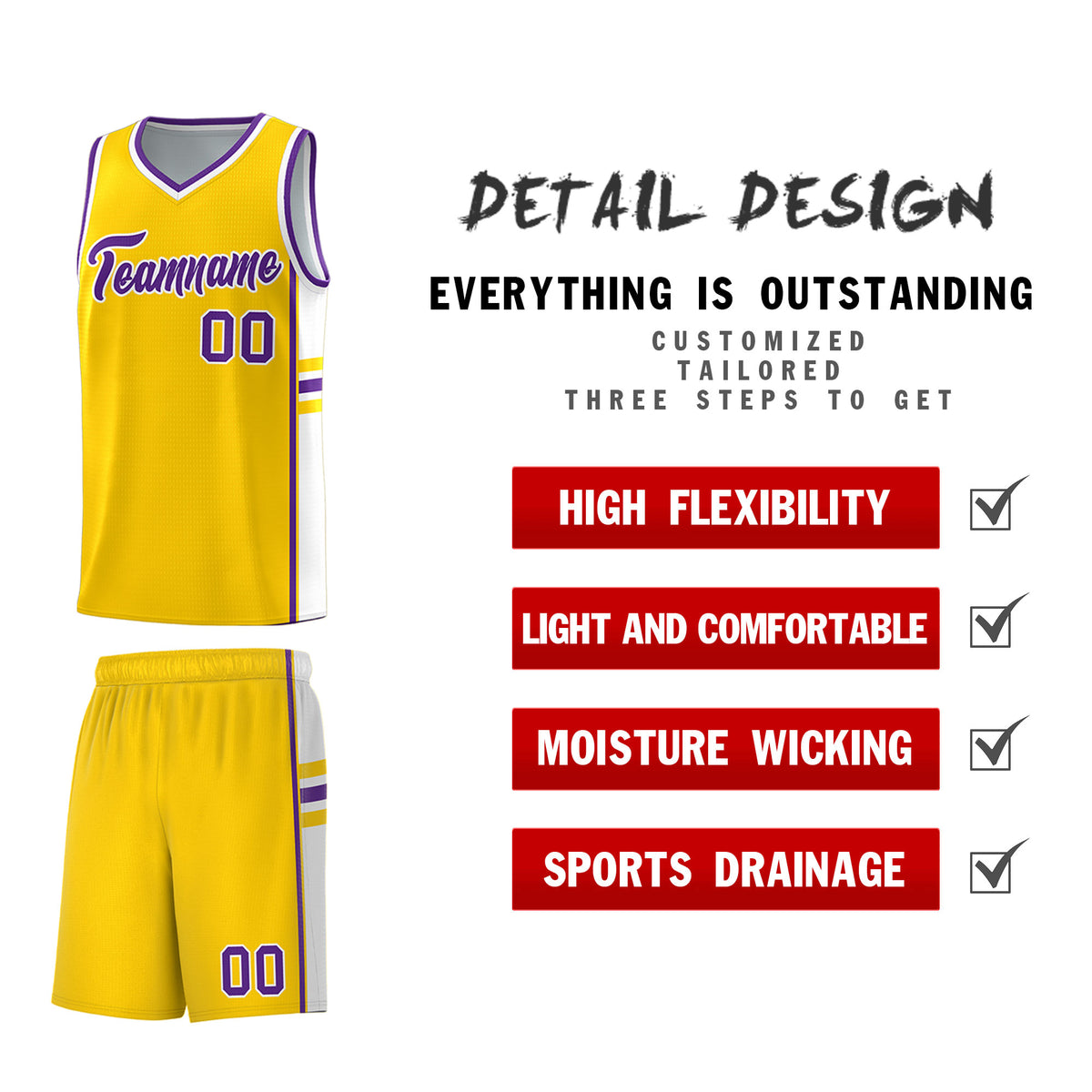 Custom Youth Basketball Jersey - Gold White Two-Tone Classic Varsity Uniform