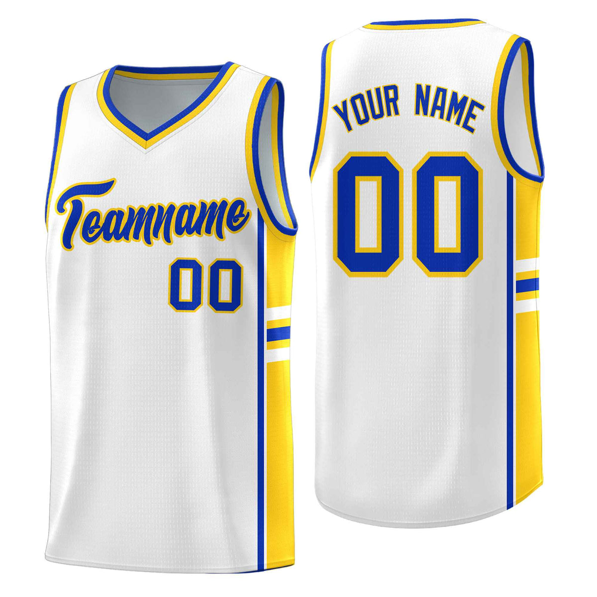 Custom Youth Basketball Jersey - White Gold Personalized Varsity Two-Tone Uniform