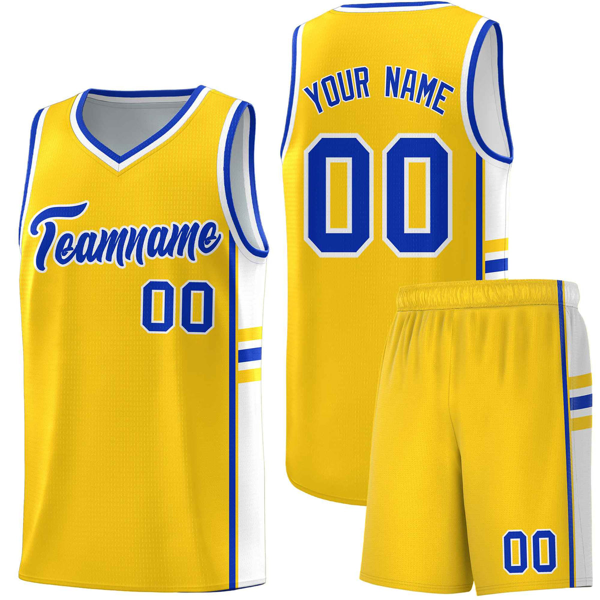 Custom Youth Basketball Jersey - Gold White Two-Tone Classic Varsity Uniform