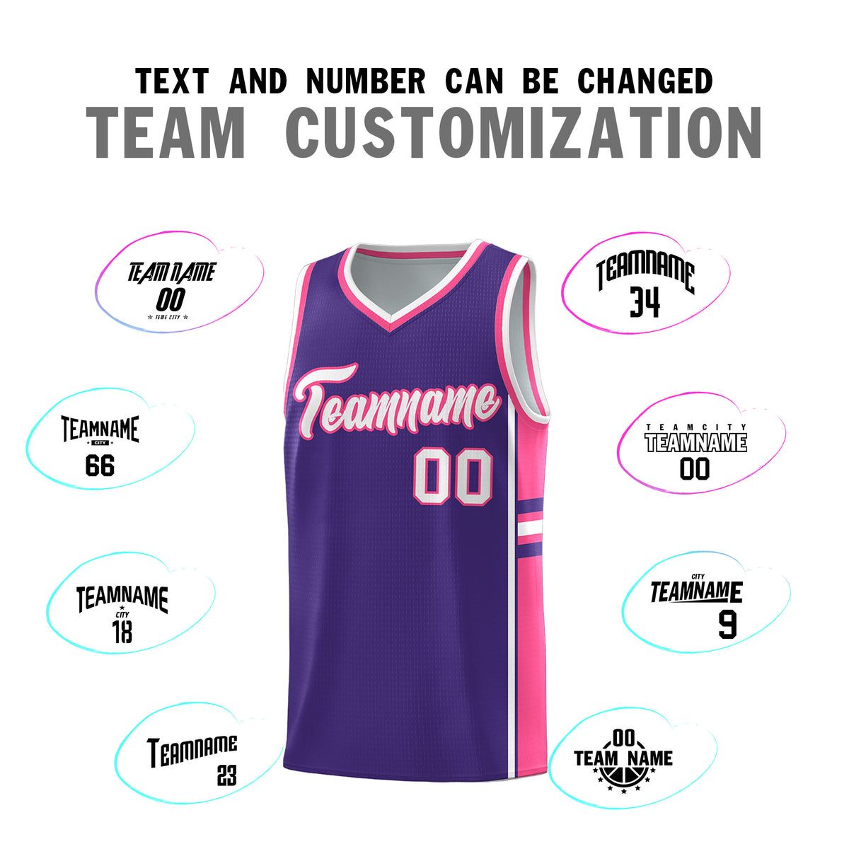 Custom Youth Basketball Jersey - Purple Pink Two-Tone Classic Varsity Uniform