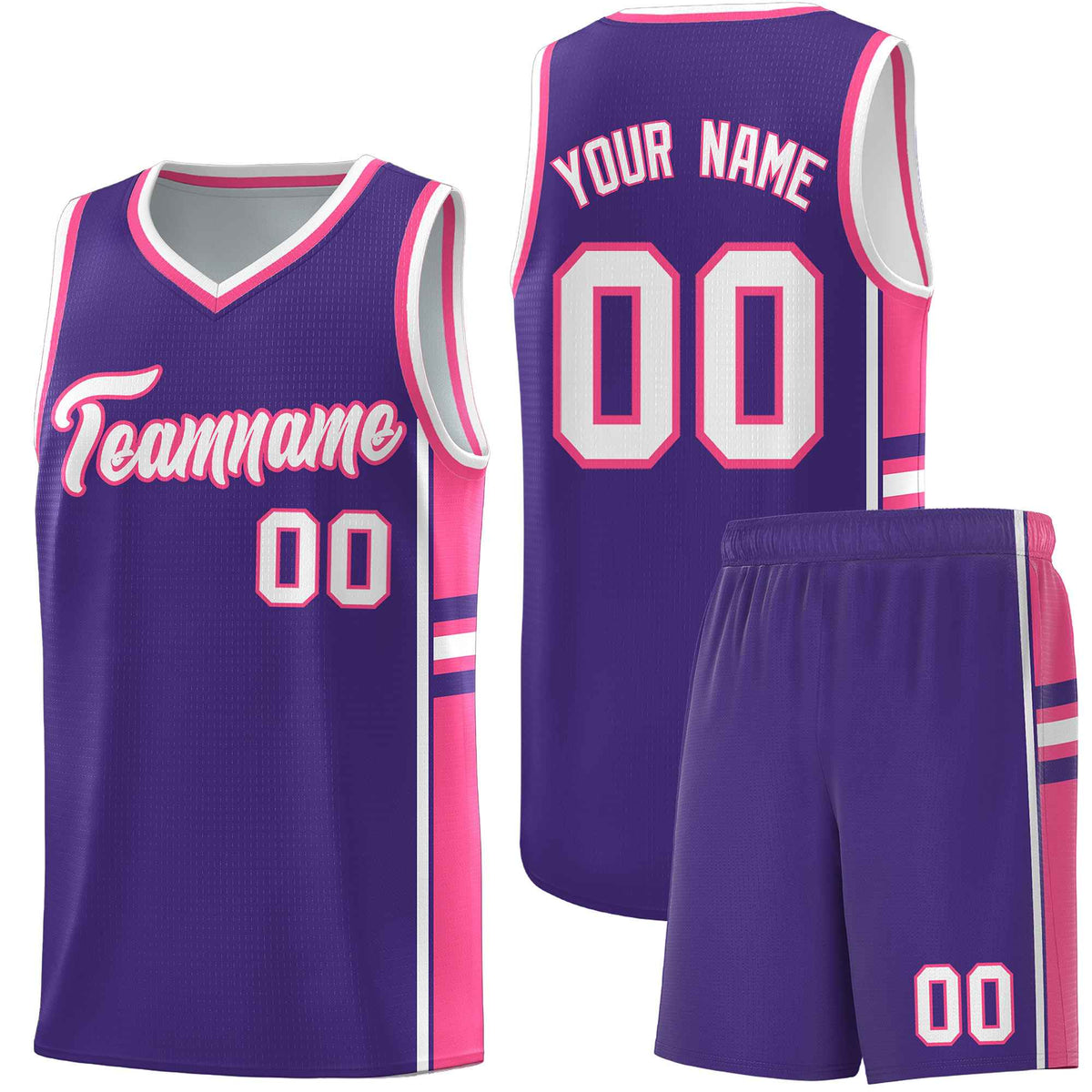 Custom Youth Basketball Jersey - Purple Pink Two-Tone Classic Varsity Uniform