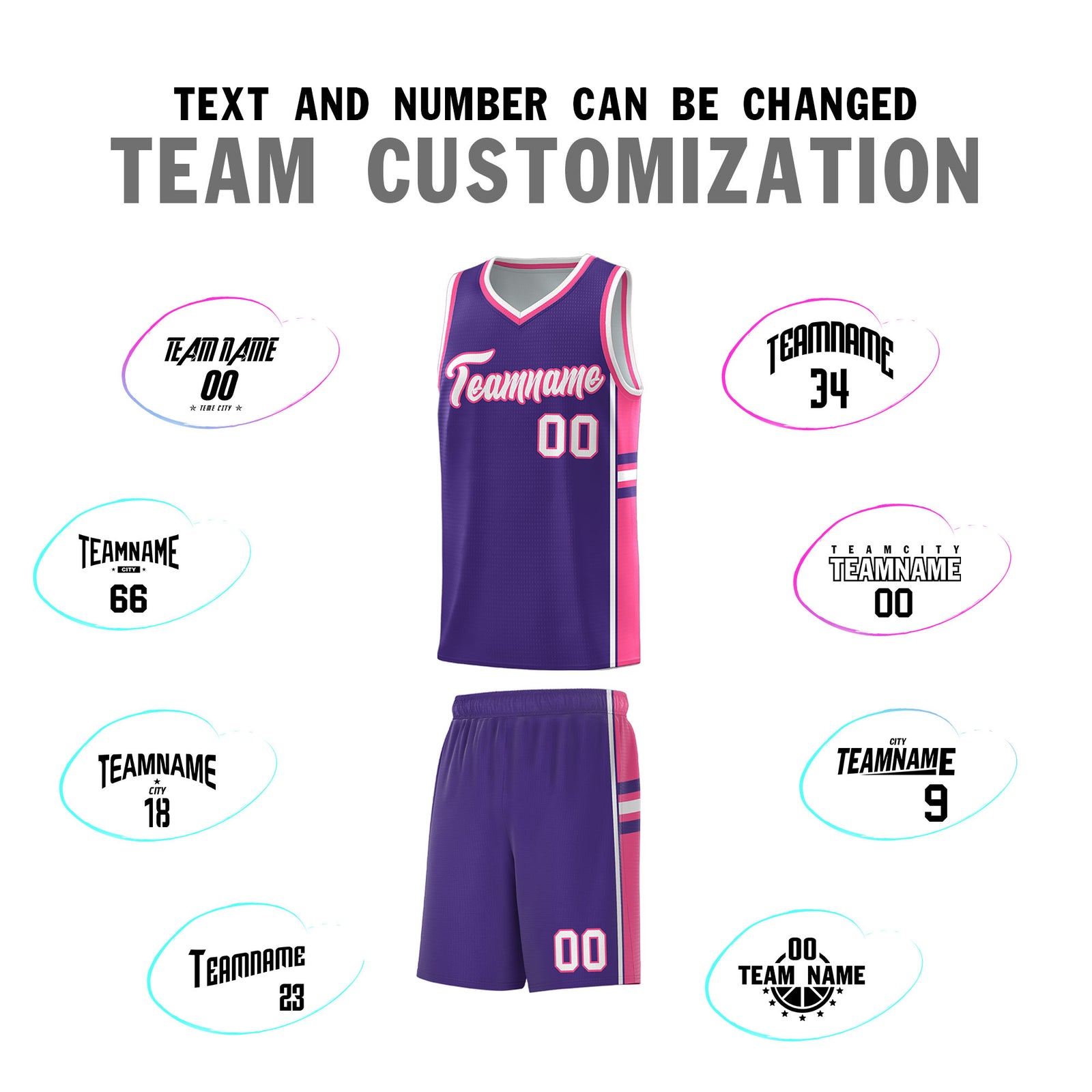 Custom Youth Basketball Jersey - Purple Pink Two-Tone Classic Varsity Uniform
