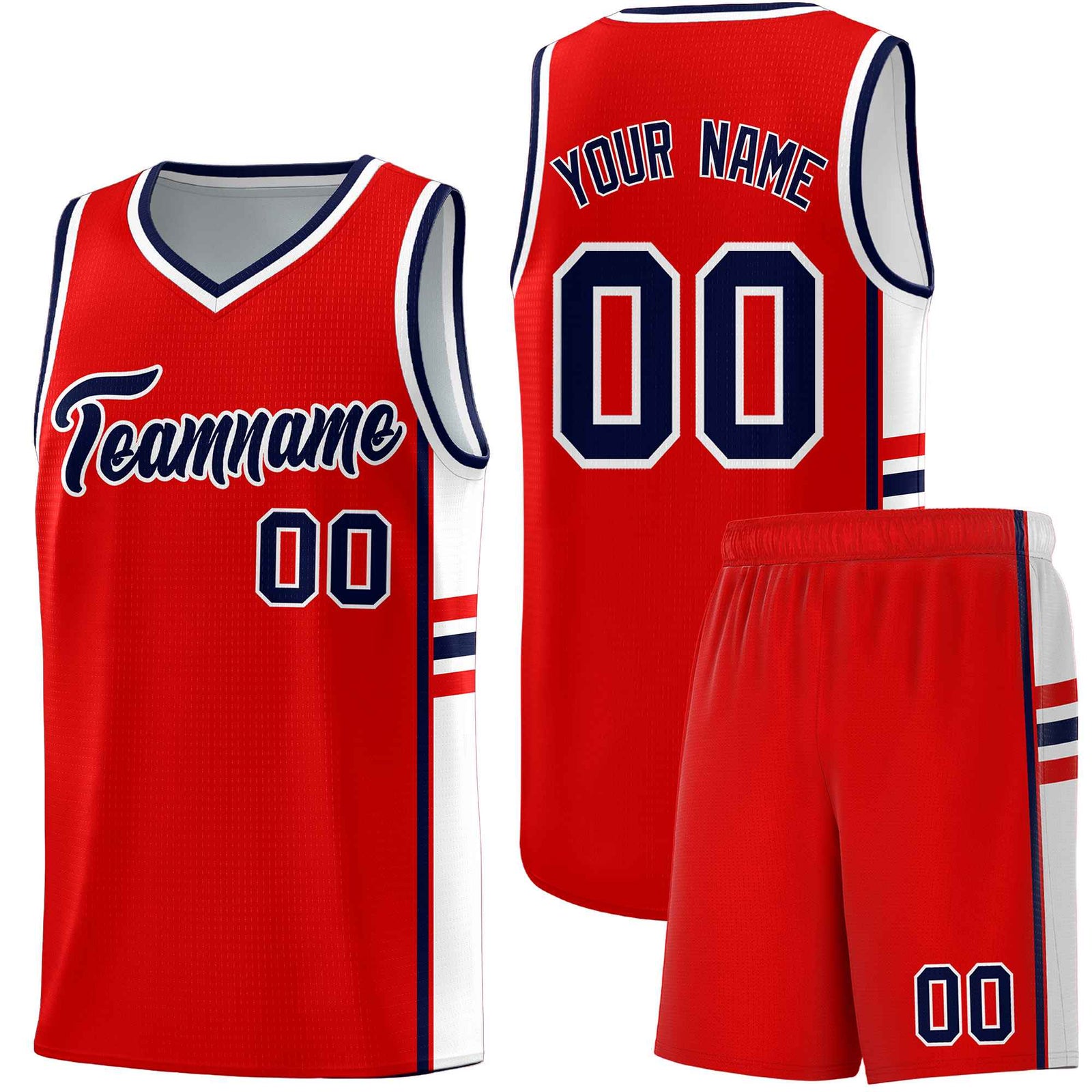 Custom Youth Basketball Jersey - Red White Two-Tone Classic Varsity Uniform