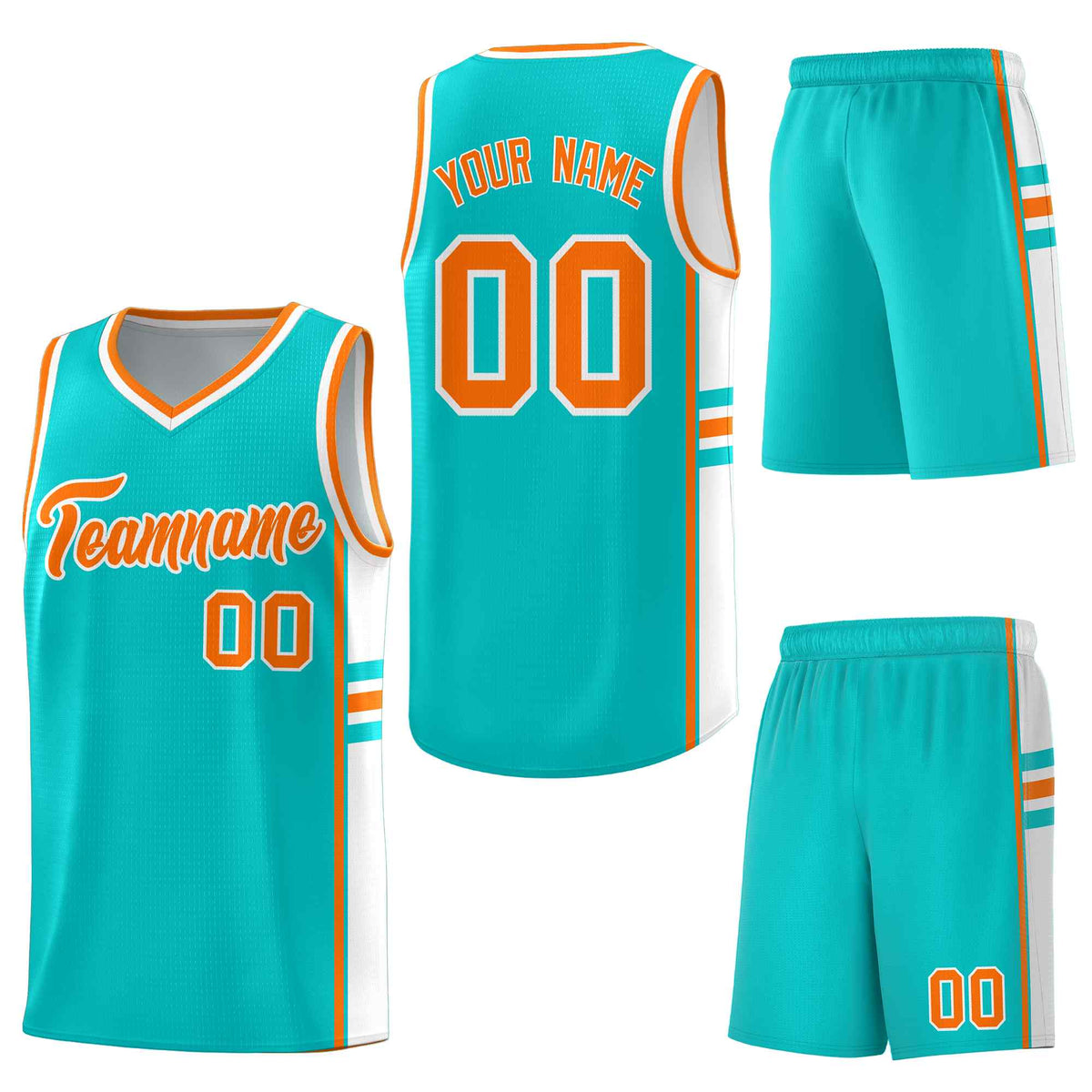 Custom Aqua White Classic Color Block Wrinkle-Resistant Varsity Uniform Basketball Jersey