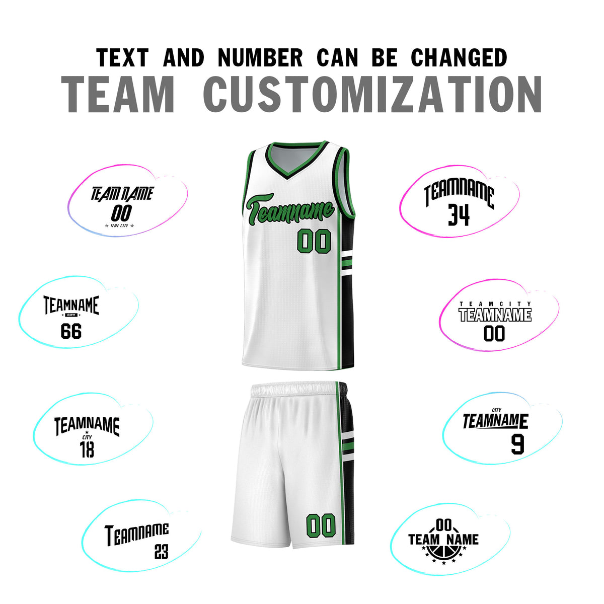 Custom Youth Basketball Jersey - White Kelly Green Two-Tone Varsity Jersey Set