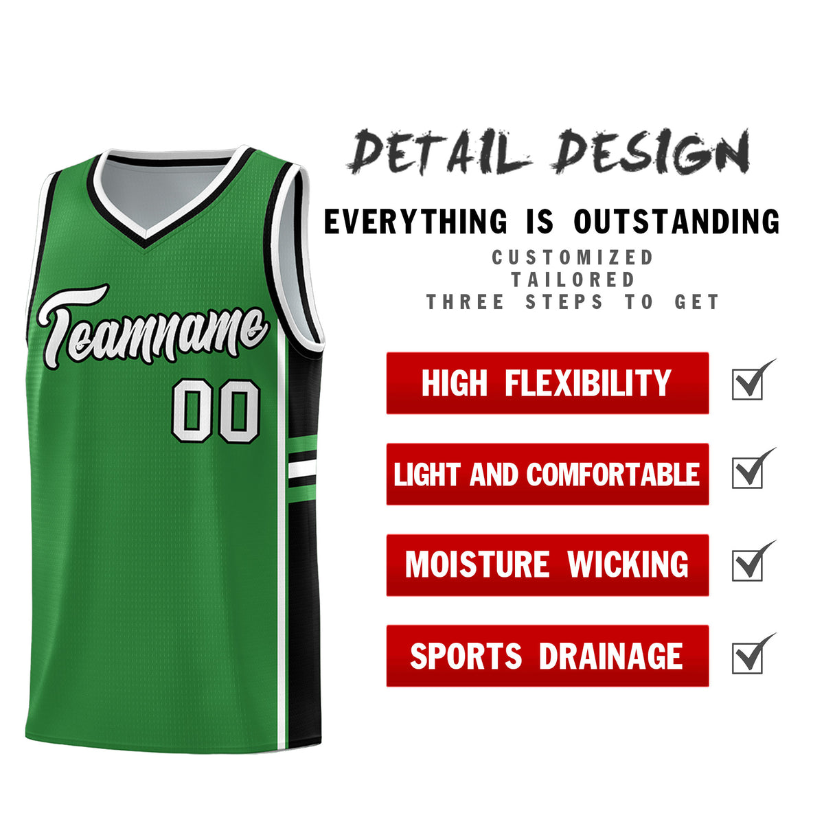 Custom Youth Basketball Jersey - Kelly Green Black Two-Tone Varsity Jersey Set