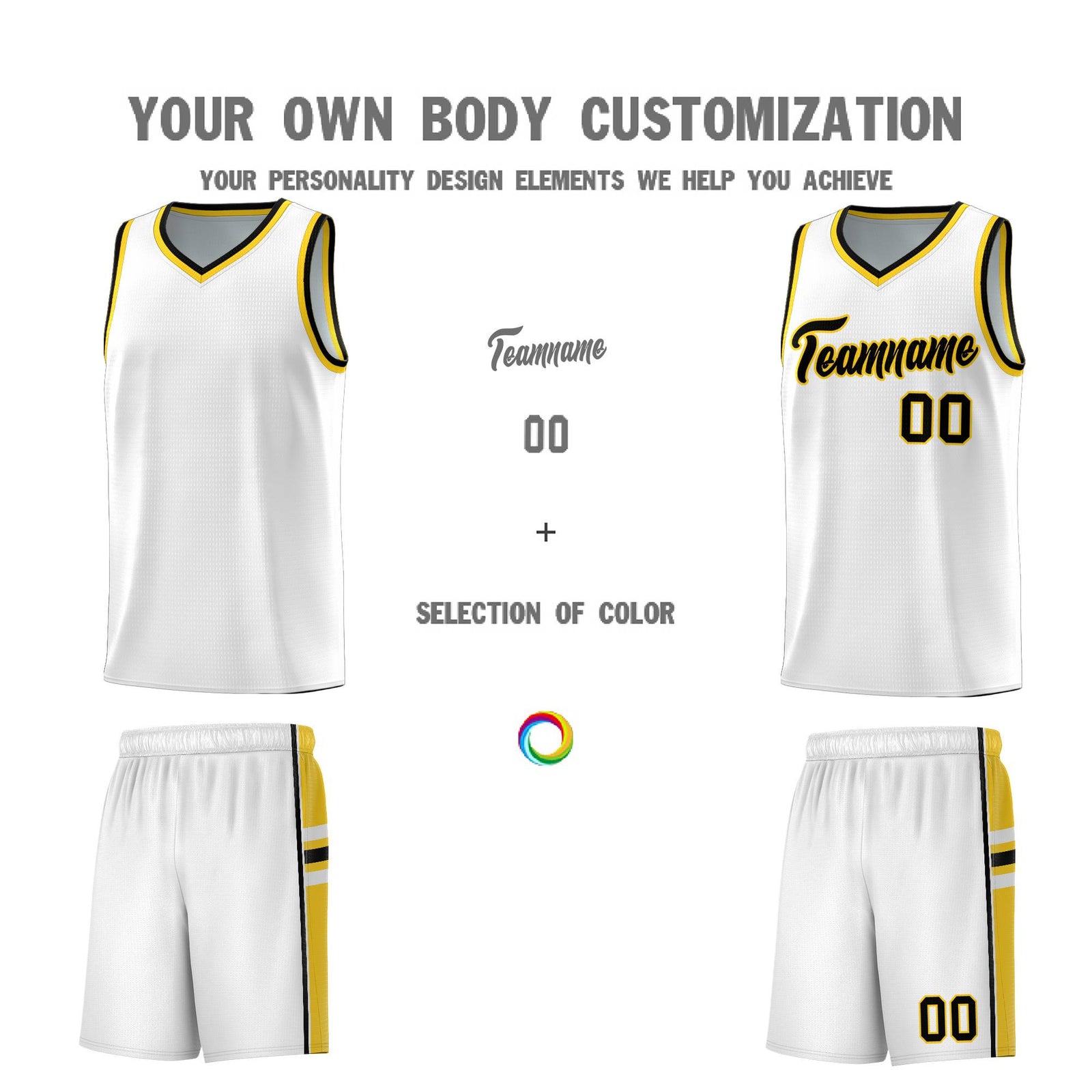 Custom Youth Basketball Jersey - White Gold Personalized Varsity Two-Tone Uniform