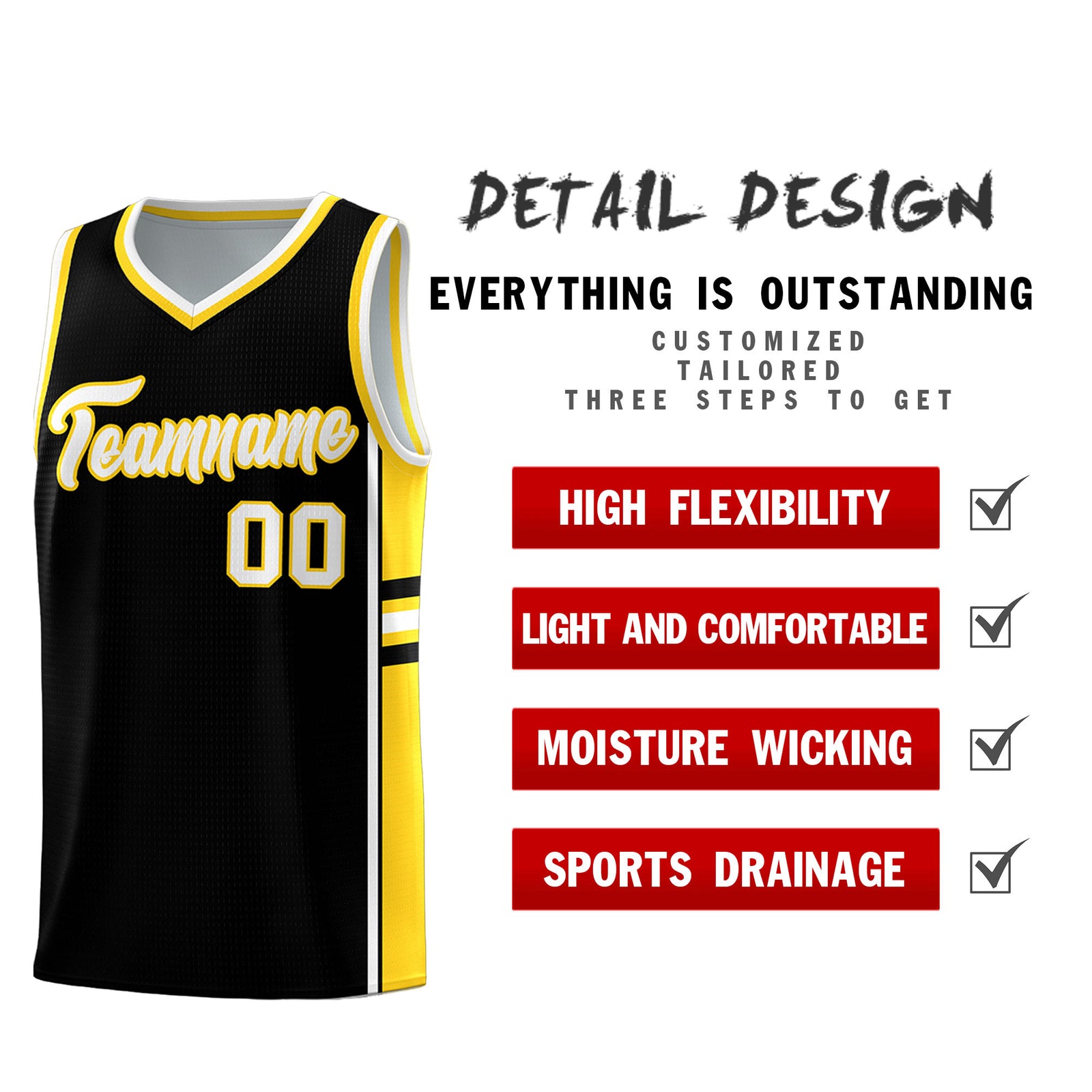 Custom Youth Basketball Jersey - Black Gold Two-Tone Varsity Jersey Set