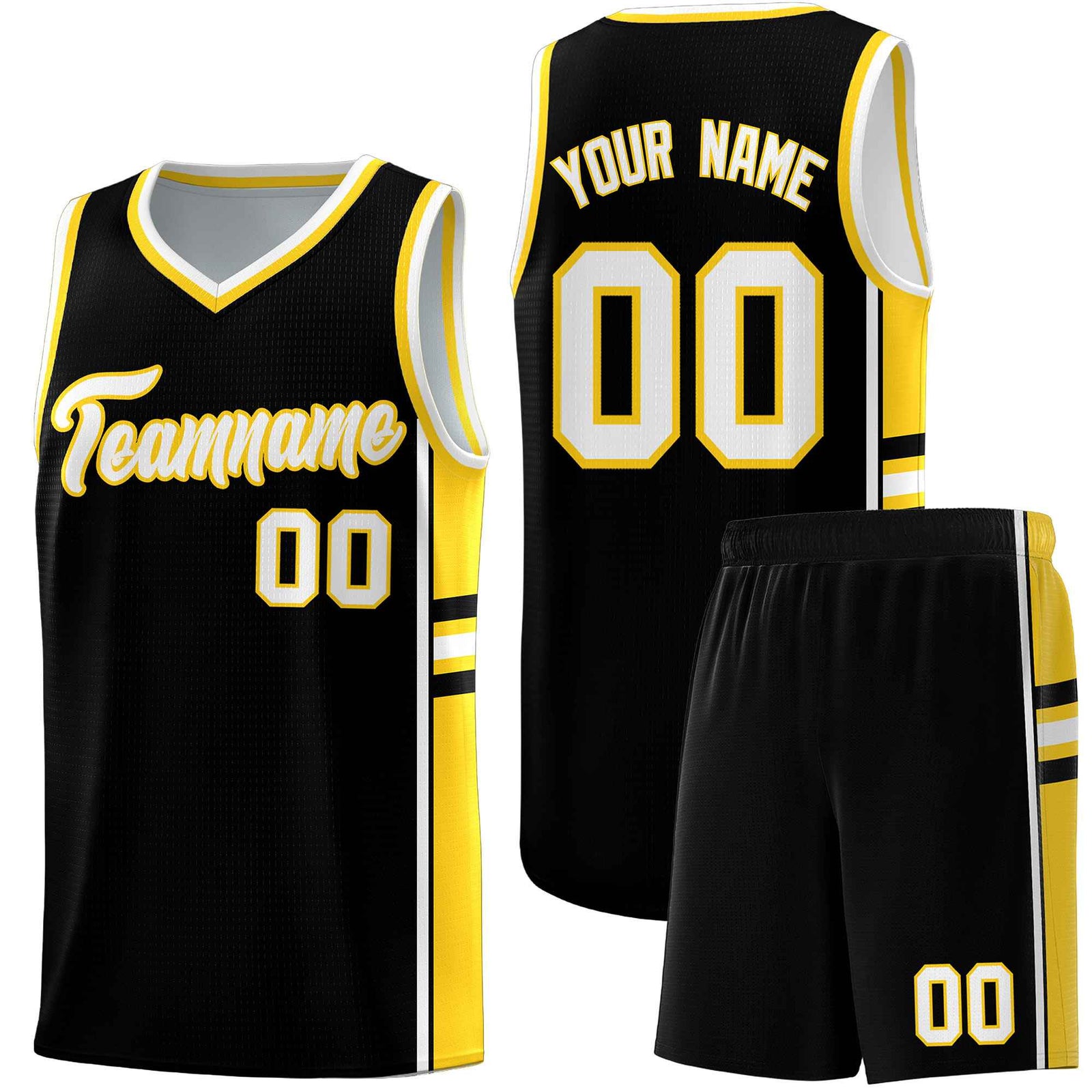 Custom Youth Basketball Jersey - Black Gold Two-Tone Varsity Jersey Set