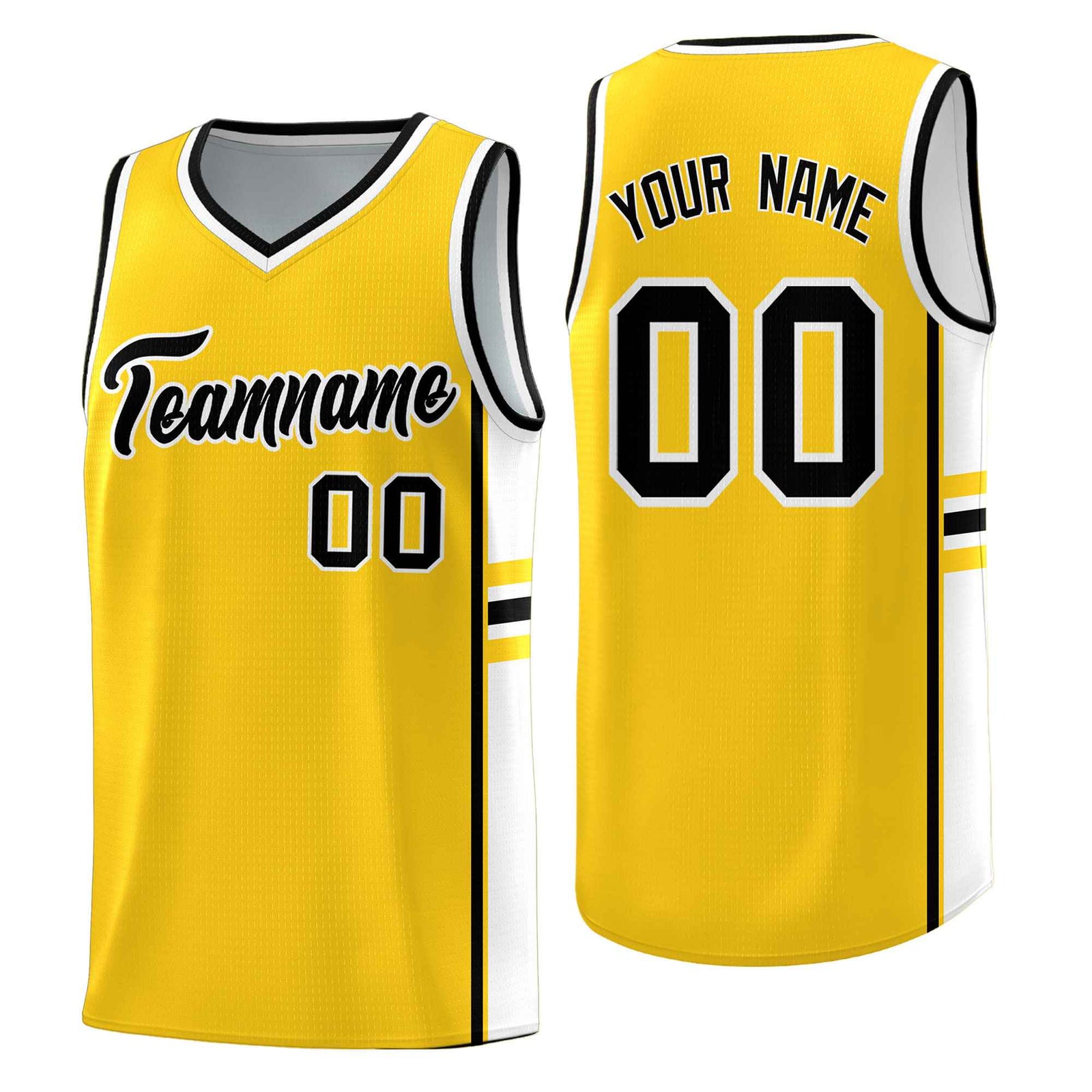 Custom Youth Basketball Jersey - Gold White Two-Tone Classic Varsity Uniform