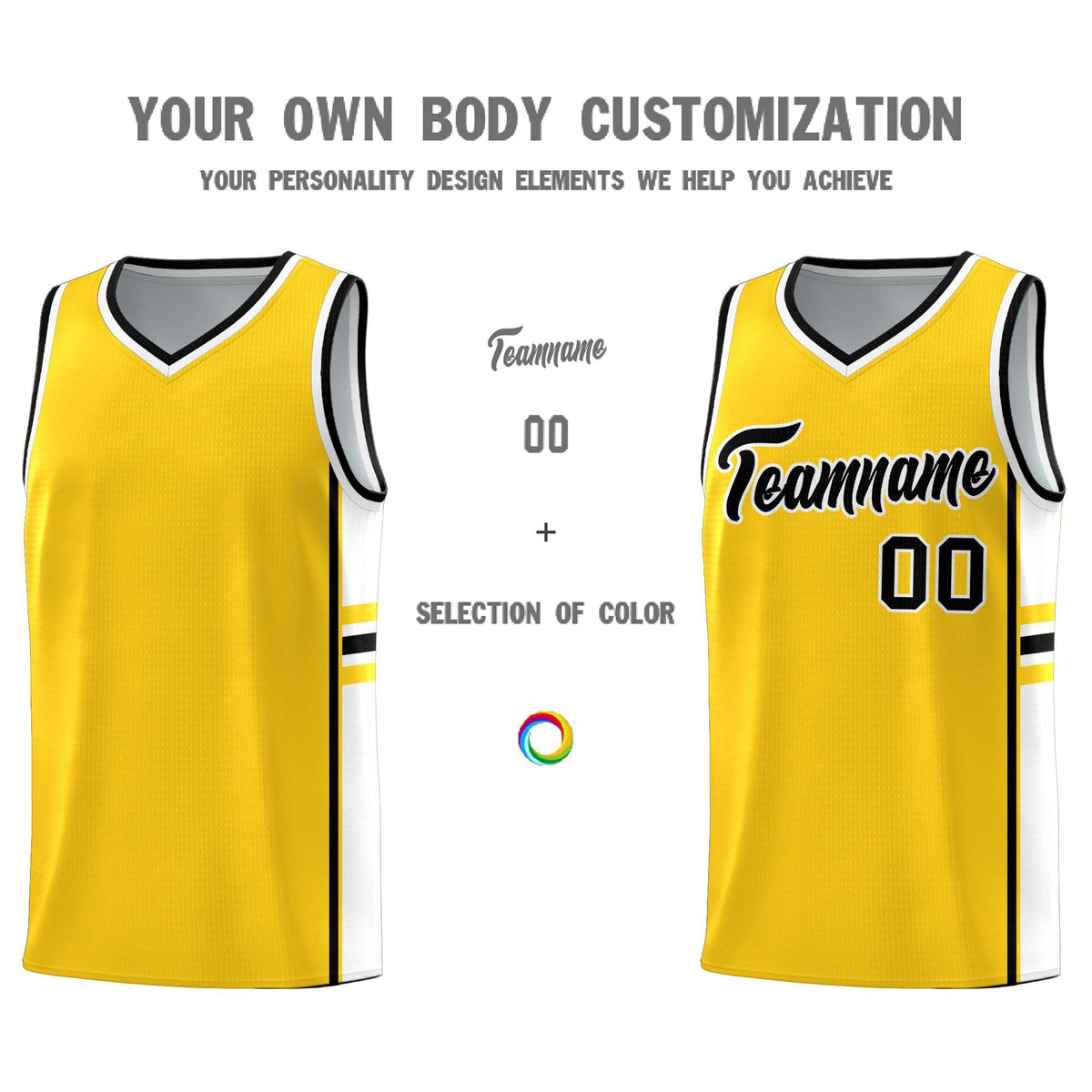 Custom Youth Basketball Jersey - Gold White Two-Tone Classic Varsity Uniform