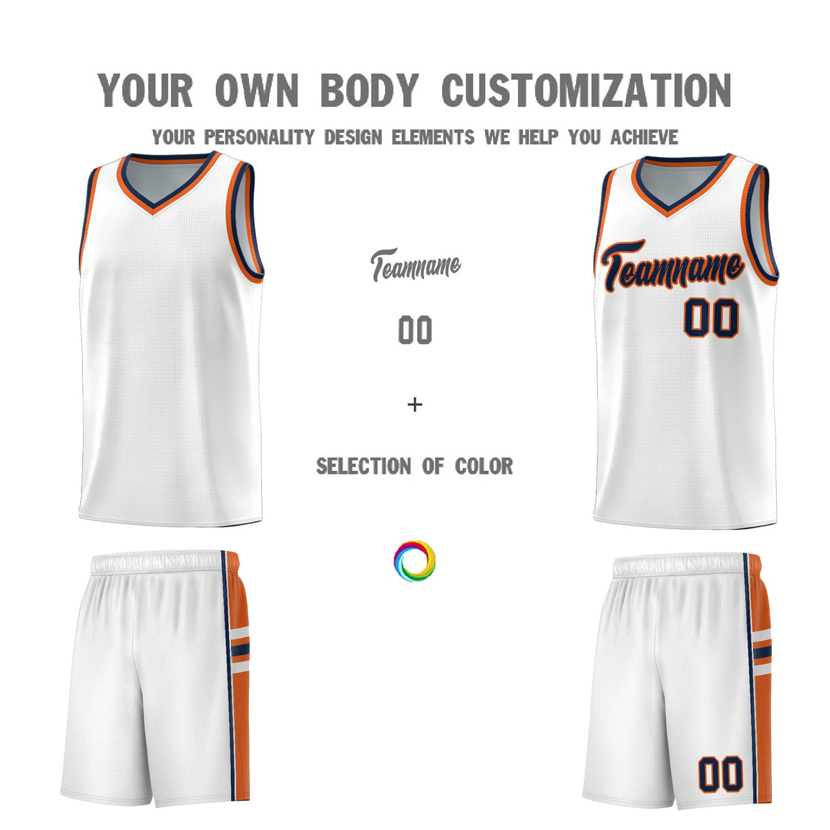 Custom Youth Basketball Jersey - White Orange Personalized Varsity Two-Tone Uniform