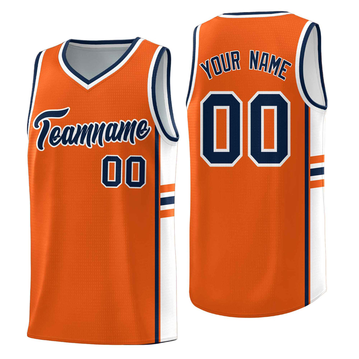 Custom Youth Basketball Jersey - Orange White Two-Tone Classic Varsity Uniform