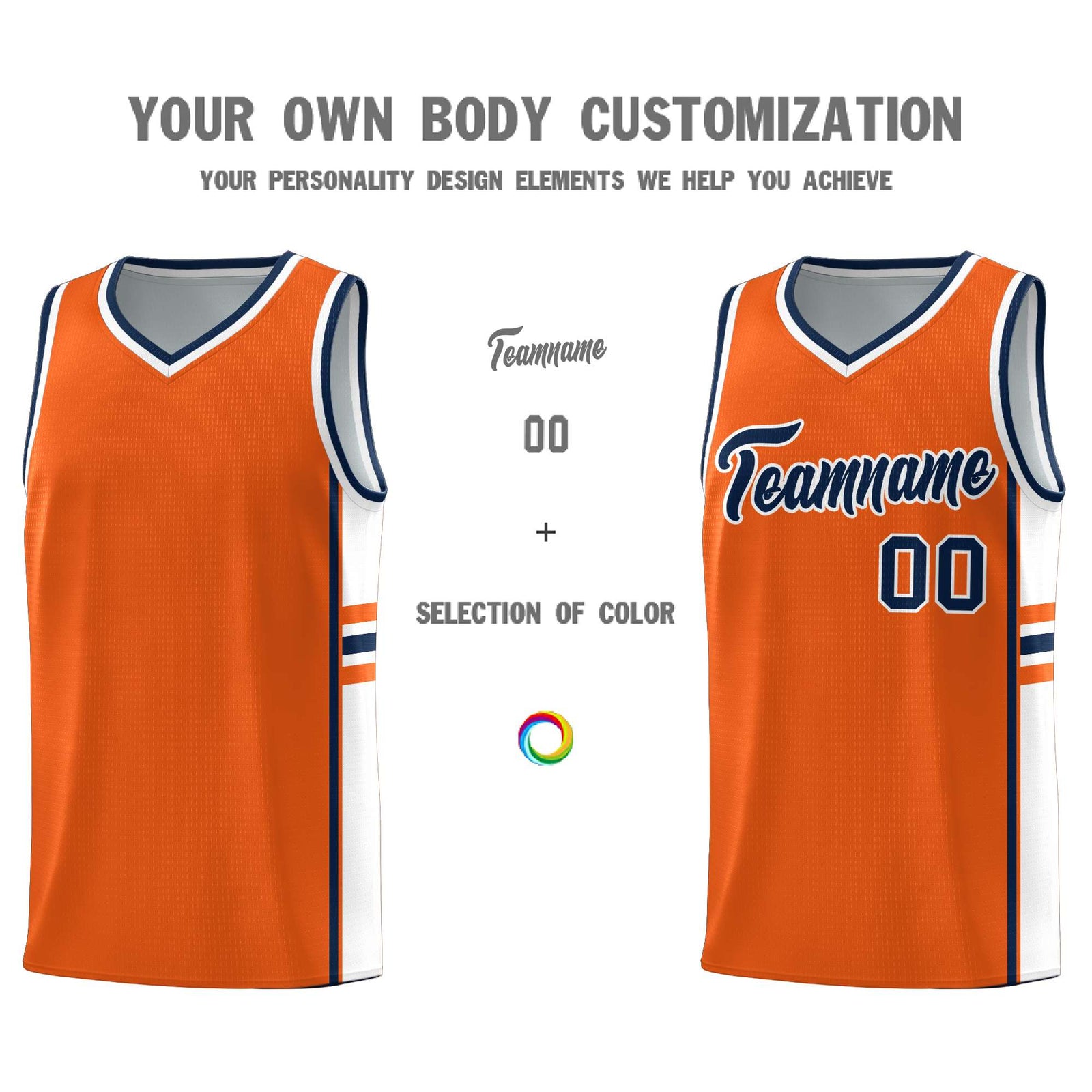 Custom Youth Basketball Jersey - Orange White Two-Tone Classic Varsity Uniform