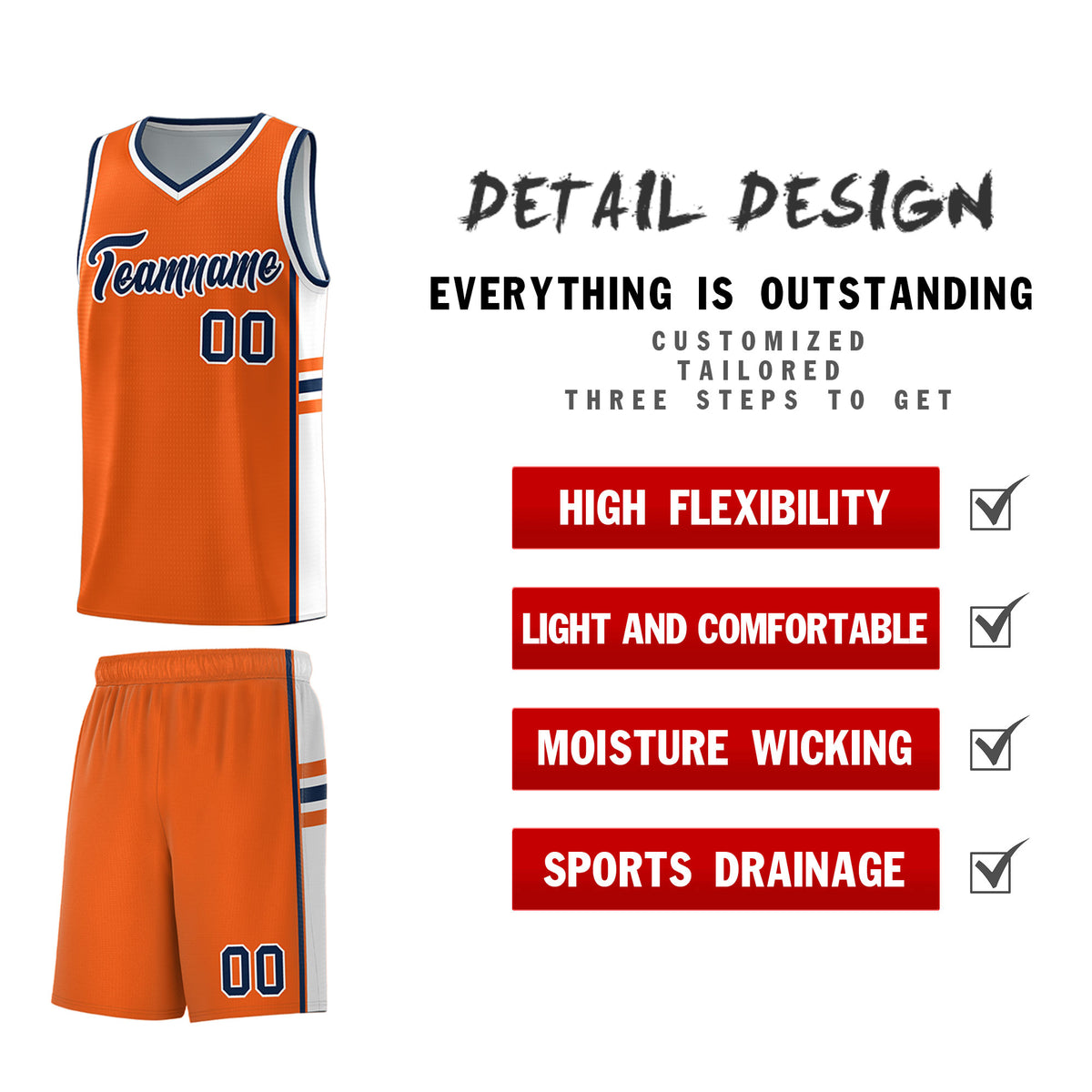 Custom Youth Basketball Jersey - Orange White Two-Tone Classic Varsity Uniform
