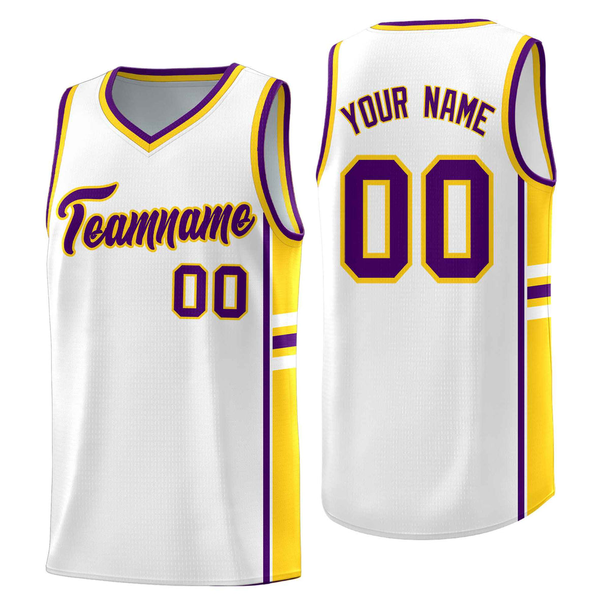 Custom Youth Basketball Jersey - White Gold Personalized Varsity Two-Tone Uniform