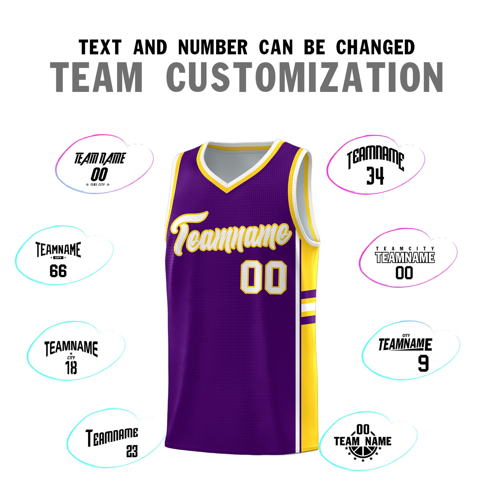 Custom Youth Basketball Jersey - Purple Gold Two-Tone Varsity Jersey Set