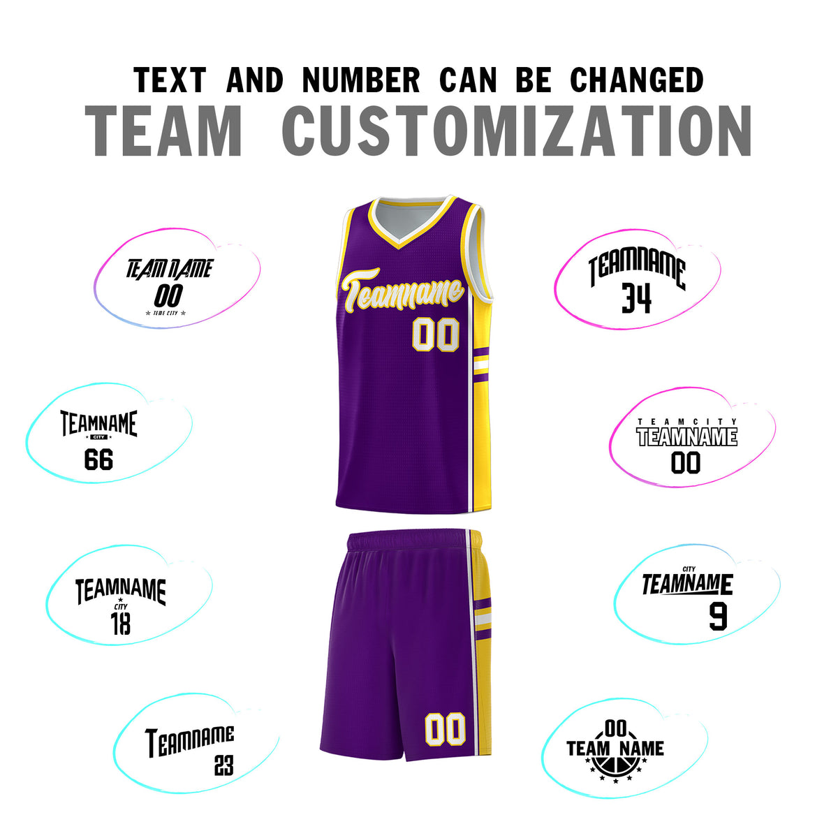 Custom Youth Basketball Jersey - Purple Gold Two-Tone Varsity Jersey Set