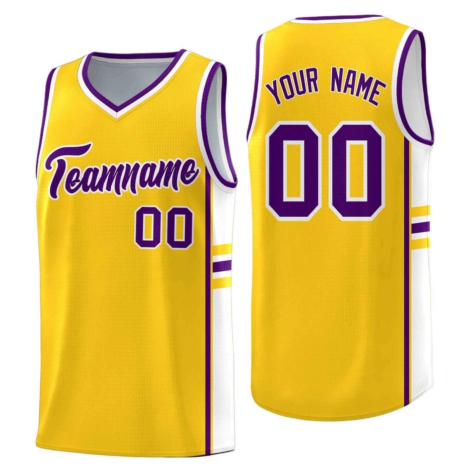 Custom Youth Basketball Jersey - Gold White Two-Tone Classic Varsity Uniform