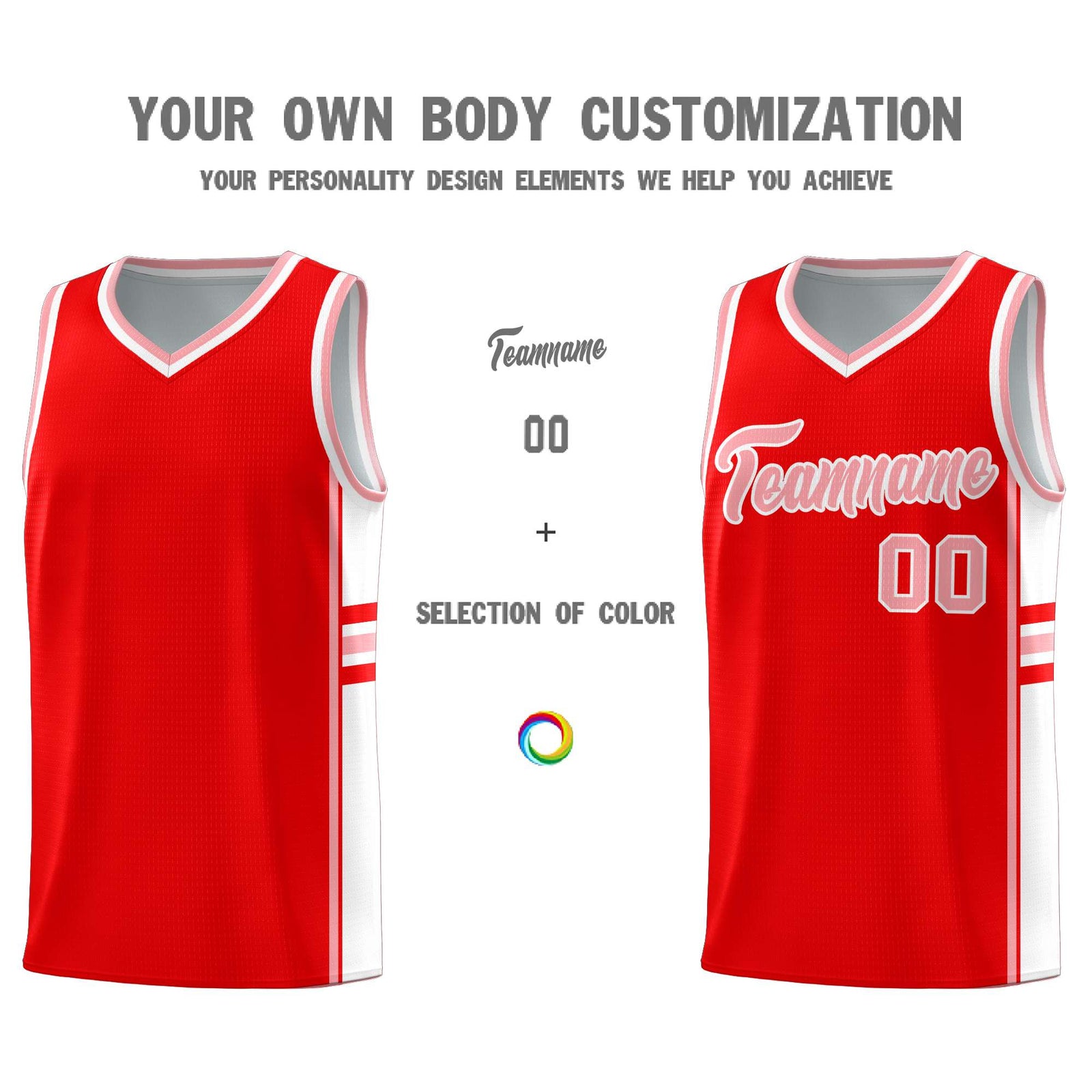 Custom Youth Basketball Jersey - Light Red White Two-Tone Classic Varsity Uniform