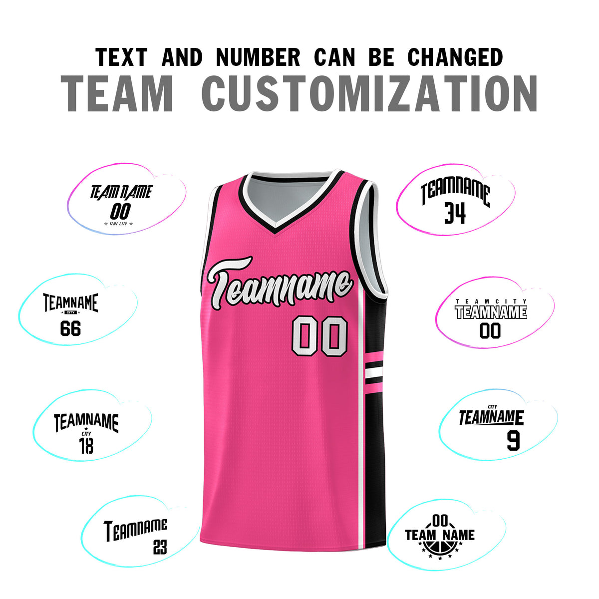 Custom Youth Basketball Jersey - Pink Black Two-Tone Varsity Jersey Set