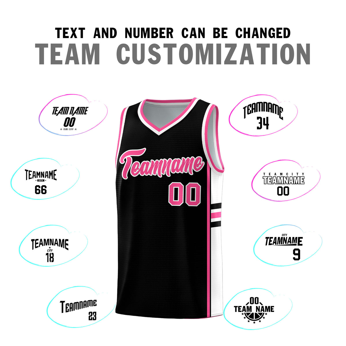 Custom Youth Basketball Jersey - Black Pink Two-Tone Classic Varsity Uniform