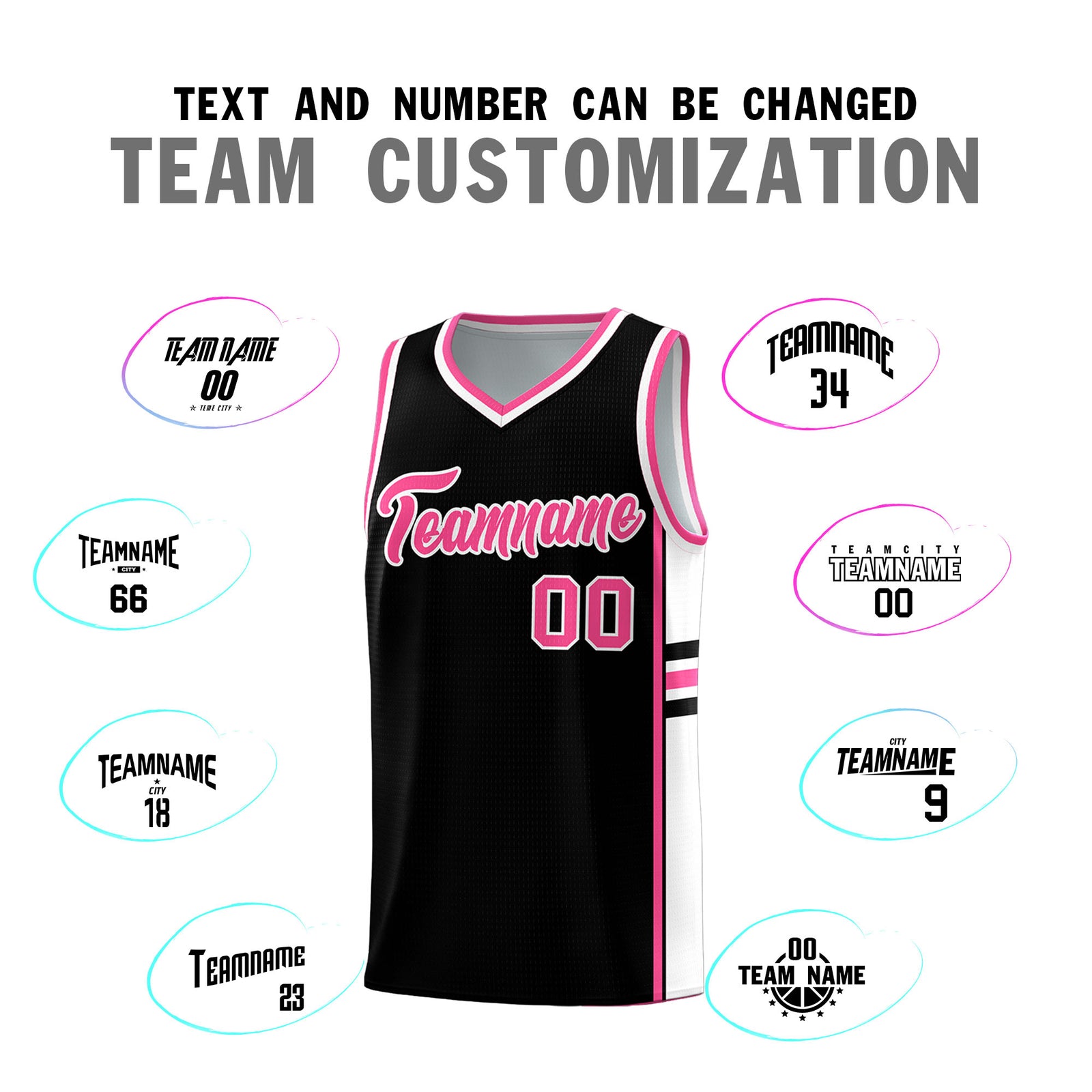 Custom Youth Basketball Jersey - Black Pink Two-Tone Classic Varsity Uniform