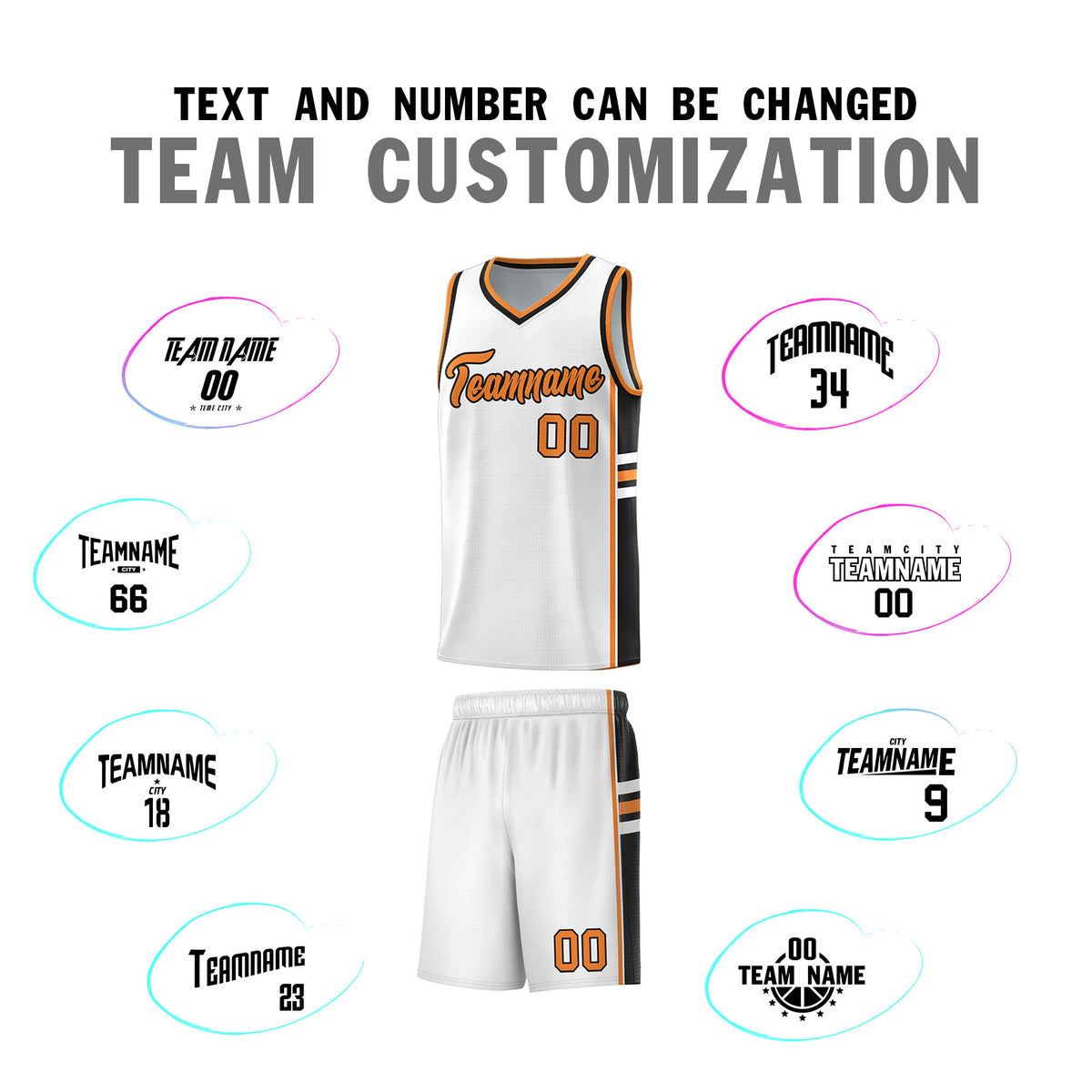 Custom Youth Basketball Jersey - White Gold Orange Personalized Varsity Two-Tone Uniform