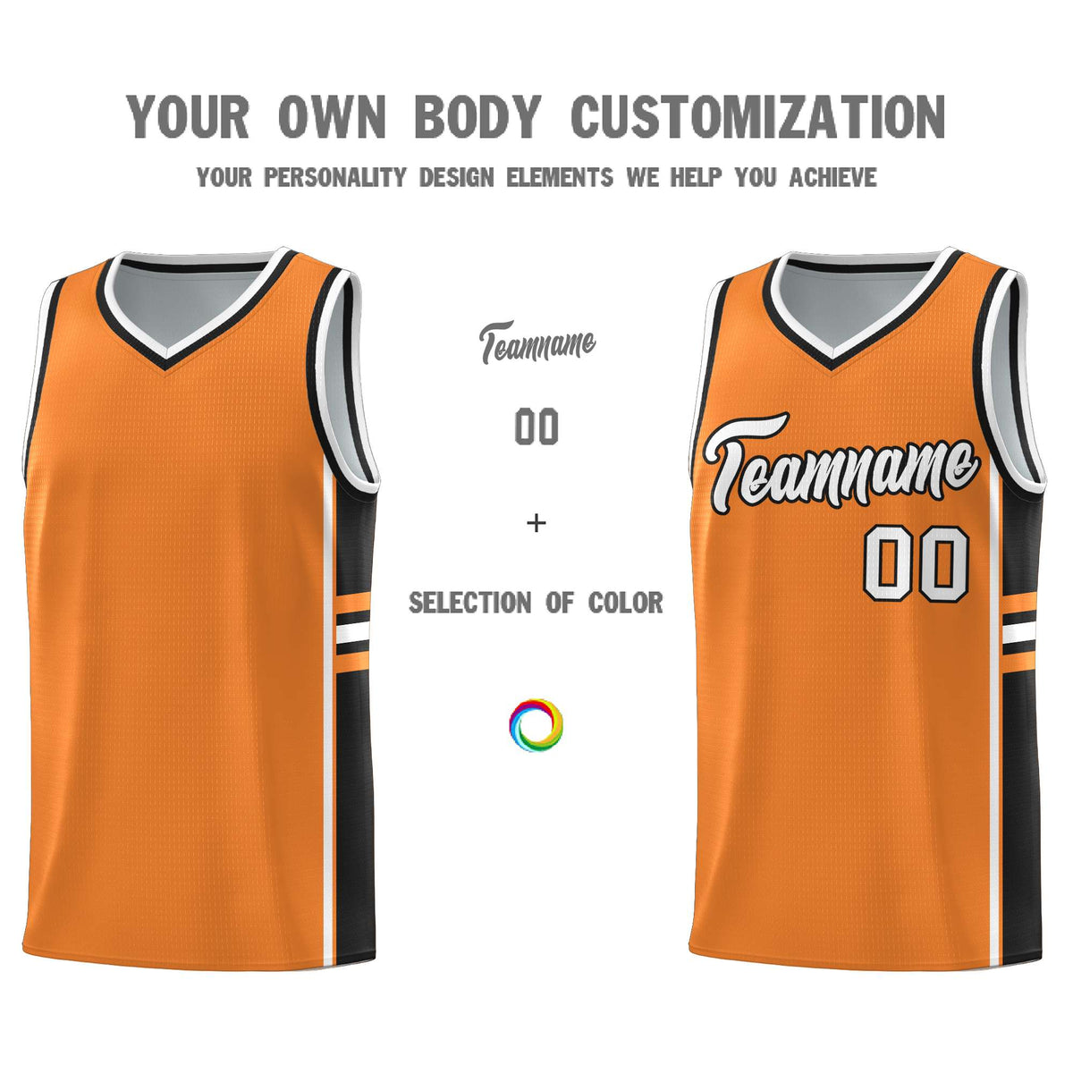Custom Youth Basketball Jersey - Gold Orange Black Two-Tone Varsity Jersey Set