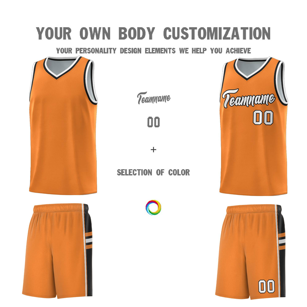 Custom Youth Basketball Jersey - Gold Orange Black Two-Tone Varsity Jersey Set