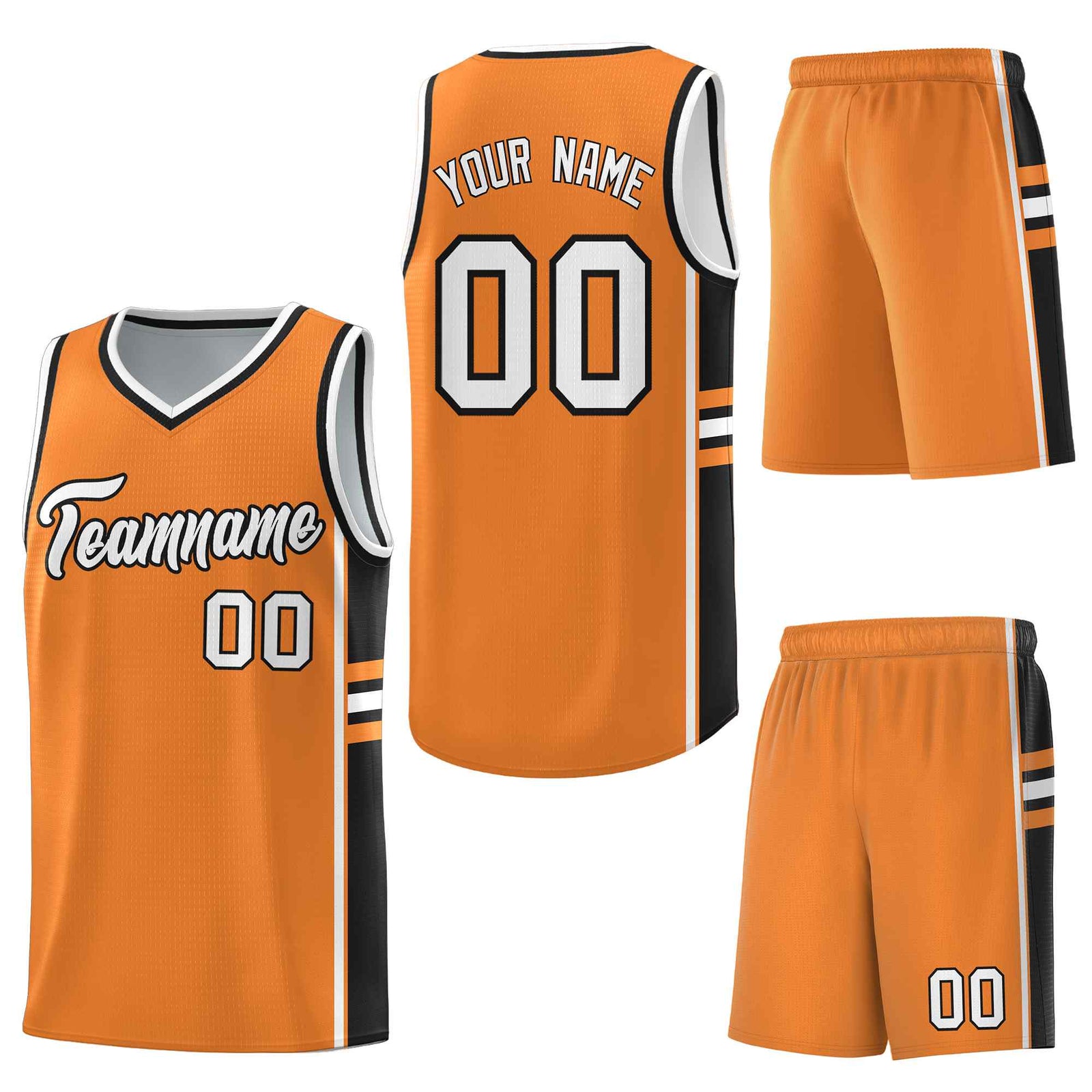Custom Gold Orange Black Classic Color Block Quick-Drying Personalized Uniform Basketball Jersey