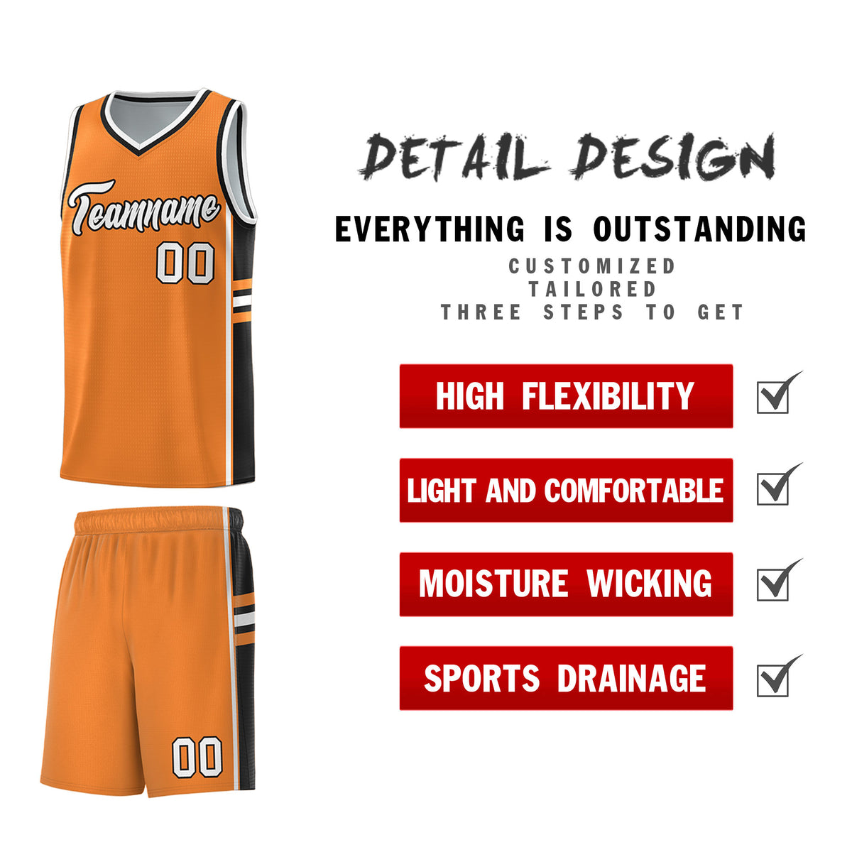 Custom Youth Basketball Jersey - Gold Orange Black Two-Tone Varsity Jersey Set