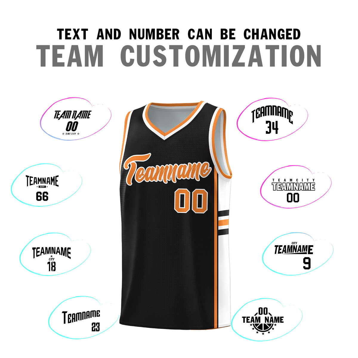 Custom Youth Basketball Jersey - Black Gold Orange Two-Tone Classic Varsity Uniform