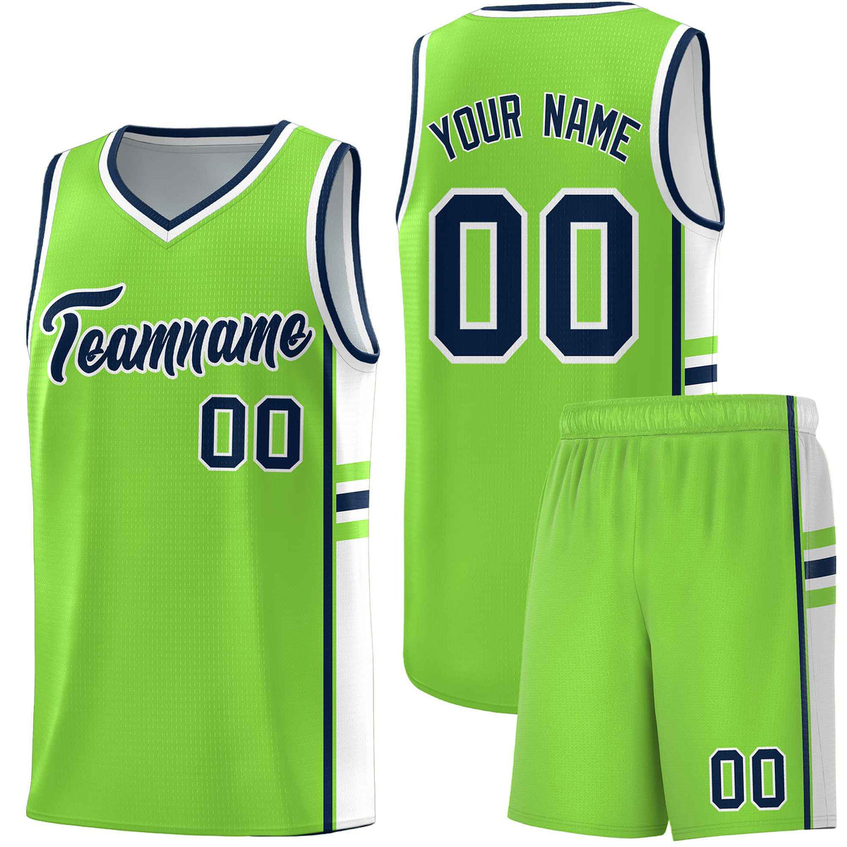 Custom Youth Basketball Jersey - Fluorescent Green White Two-Tone Classic Varsity Uniform