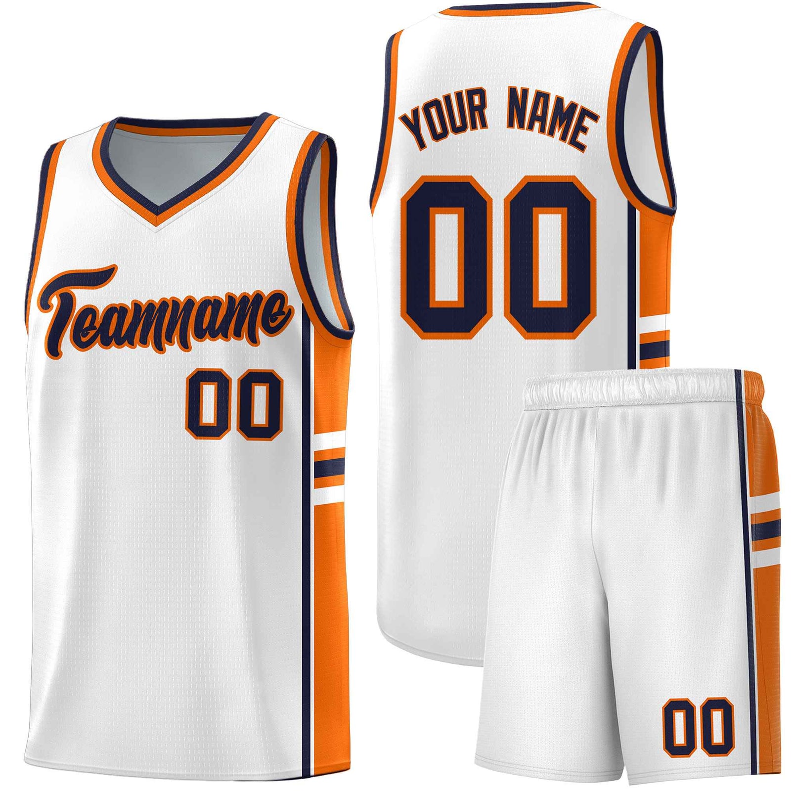 Custom Youth Basketball Jersey - White Orange Two-Tone Varsity Jersey Set