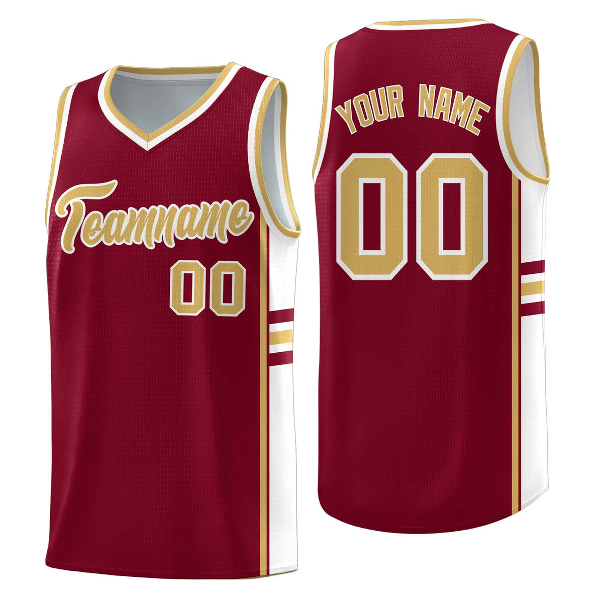 Custom Youth Basketball Jersey - Crimson Old Gold Personalized Varsity Two-Tone Uniform