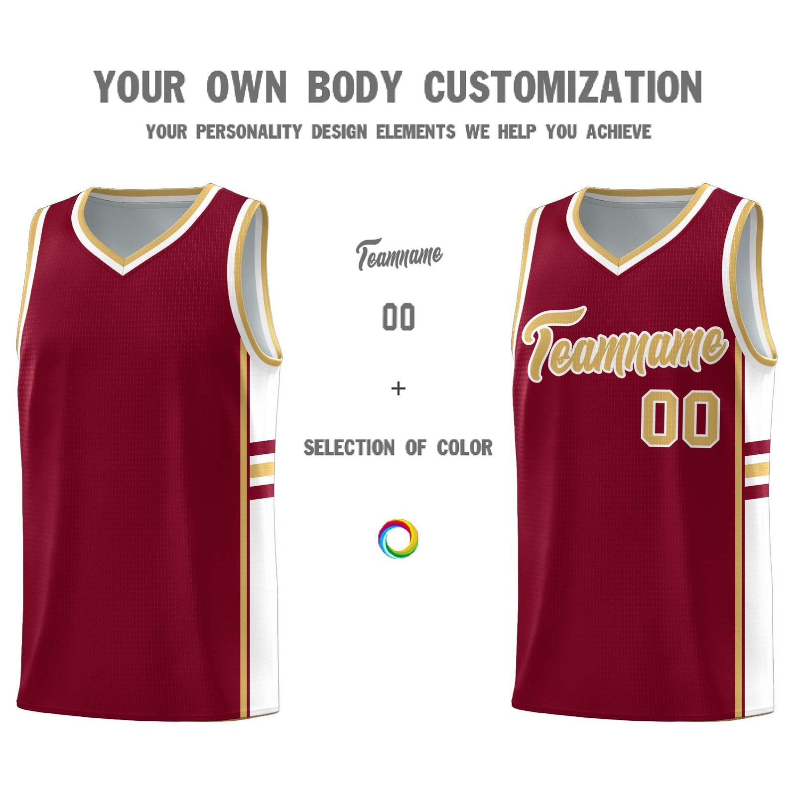Custom Youth Basketball Jersey - Crimson Old Gold Personalized Varsity Two-Tone Uniform