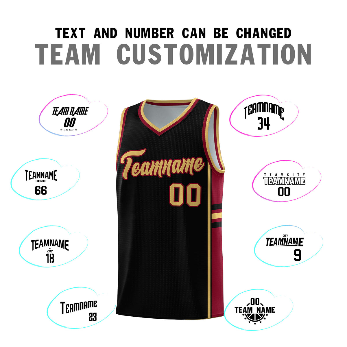 Custom Youth Basketball Jersey - Black Crimson Two-Tone Varsity Jersey Set