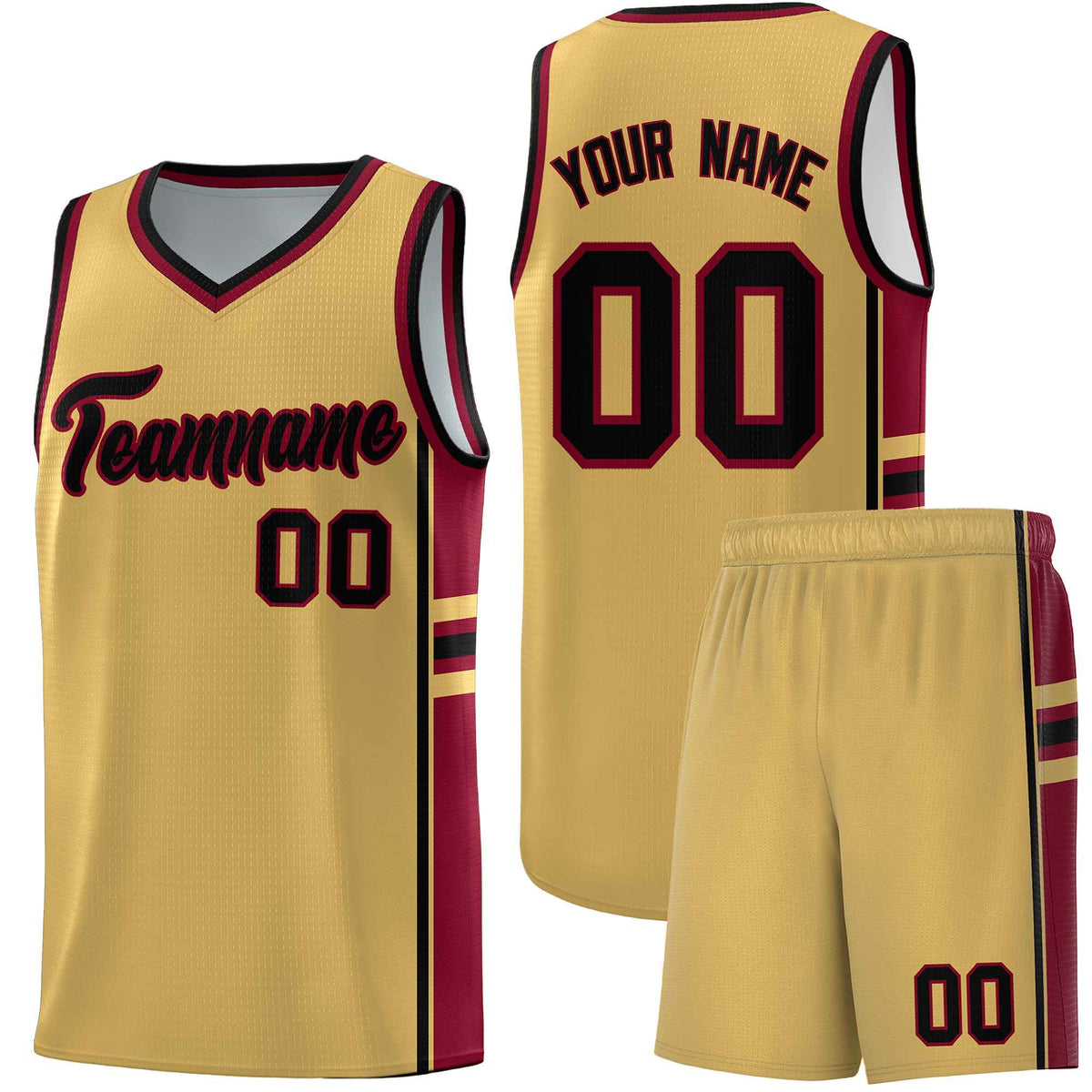 Custom Youth Basketball Jersey - Old Gold Crimson Two-Tone Classic Varsity Uniform