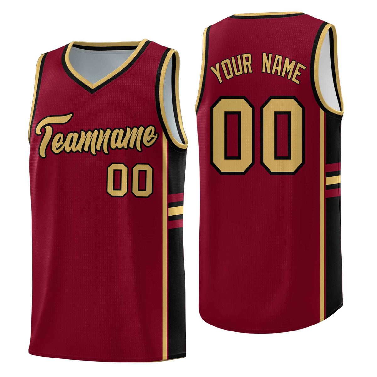Custom Youth Basketball Jersey - Crimson Black Personalized Varsity Two-Tone Uniform
