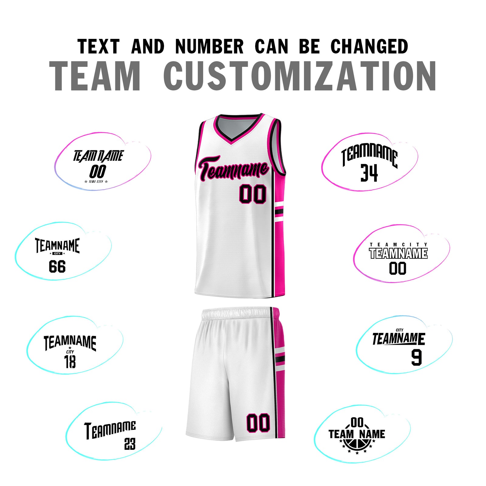 Custom Youth Basketball Jersey - White Pink Two-Tone Varsity Jersey Set