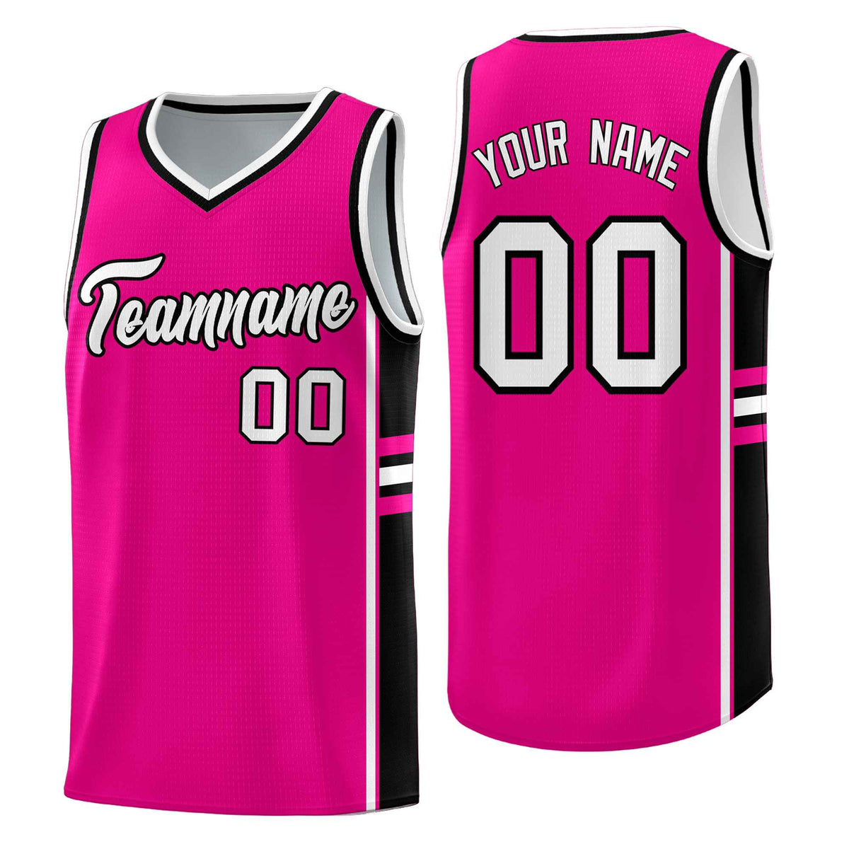 Custom Youth Basketball Jersey - Pink Black Personalized Varsity Two-Tone Uniform