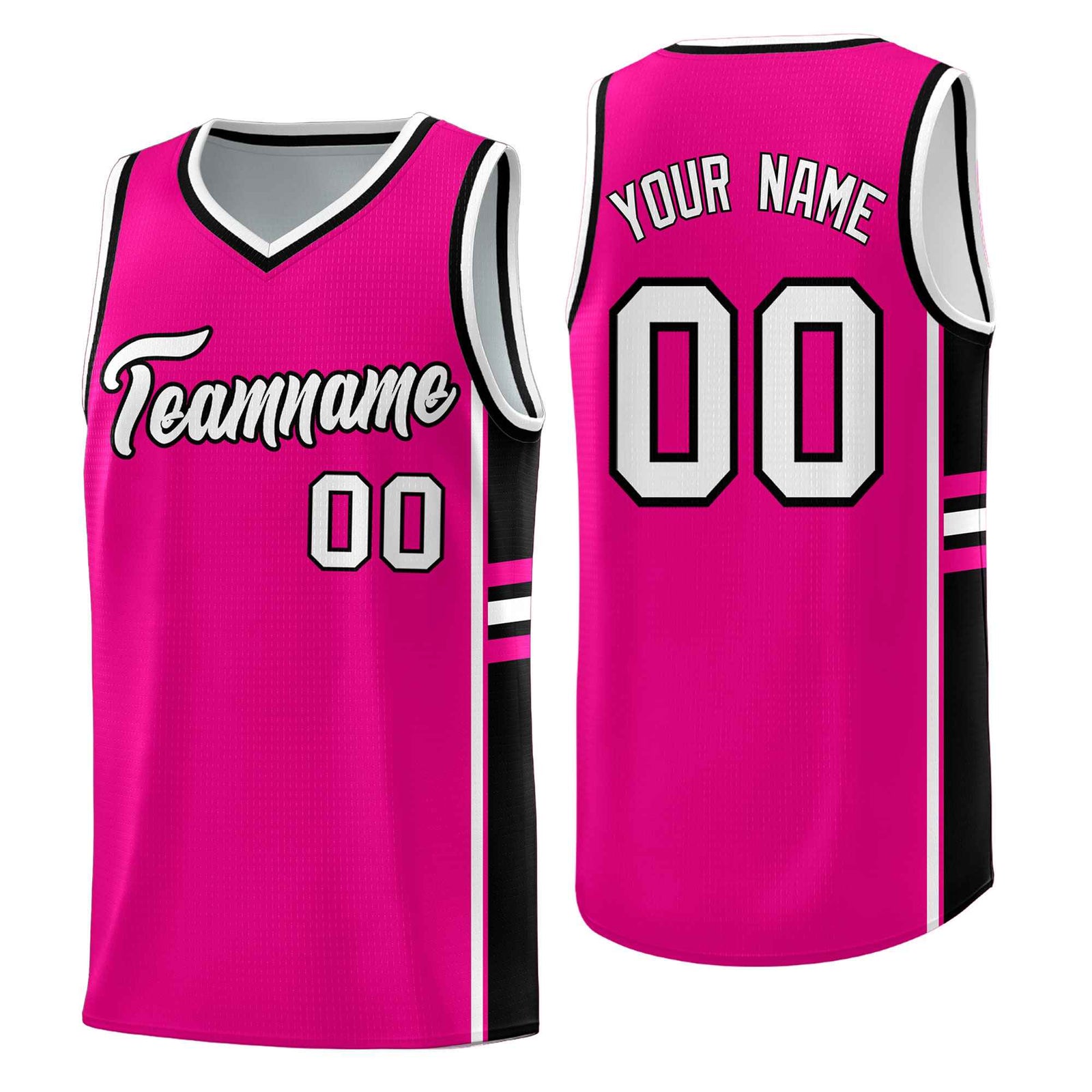 Custom Youth Basketball Jersey - Pink Black Personalized Varsity Two-Tone Uniform