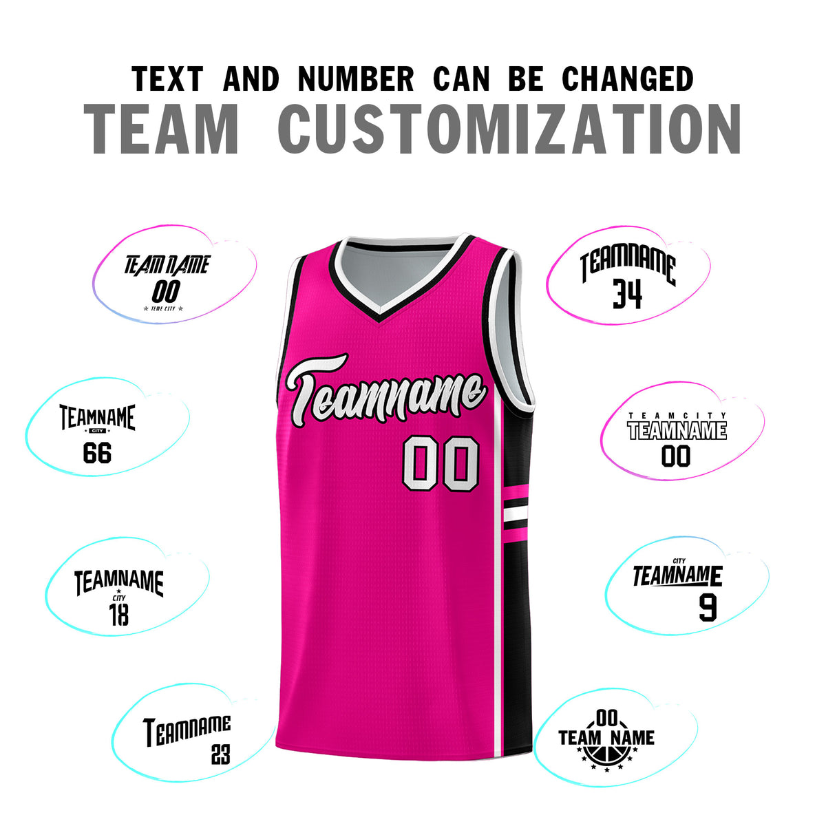 Custom Youth Basketball Jersey - Pink Black Personalized Varsity Two-Tone Uniform