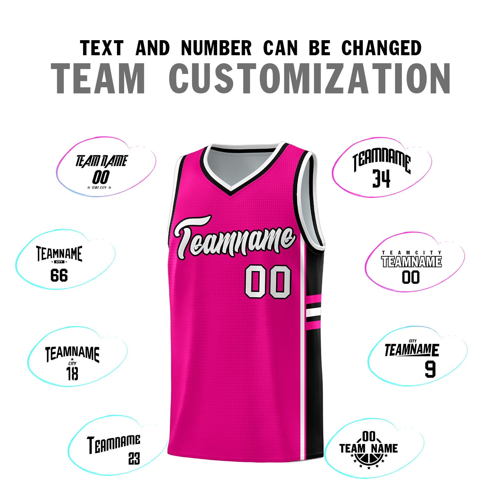 Custom Youth Basketball Jersey - Pink Black Personalized Varsity Two-Tone Uniform