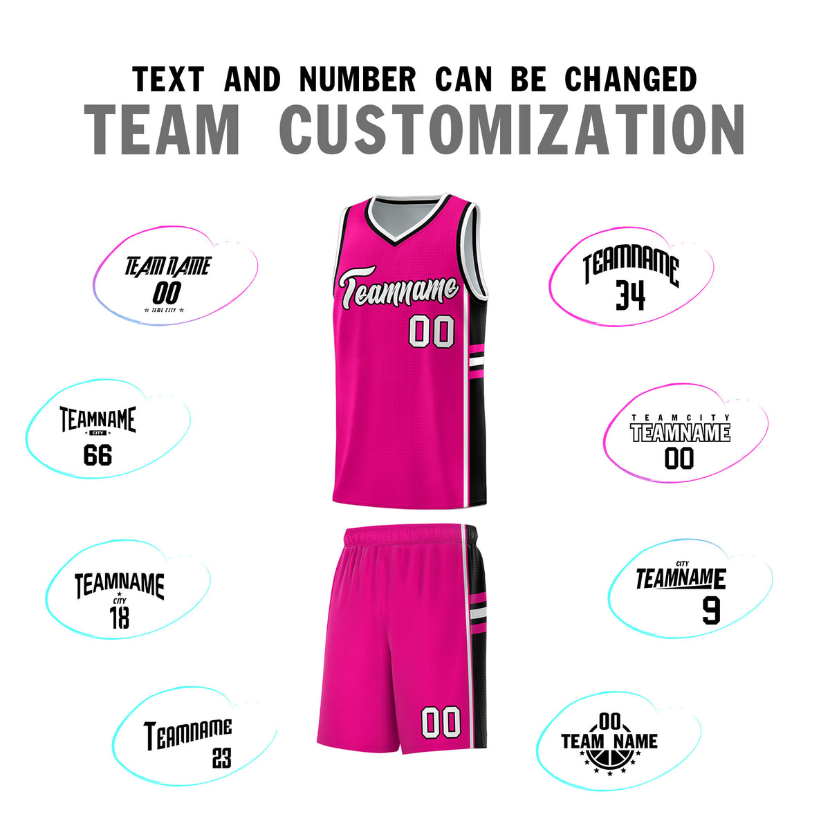 Custom Youth Basketball Jersey - Pink Black Personalized Varsity Two-Tone Uniform